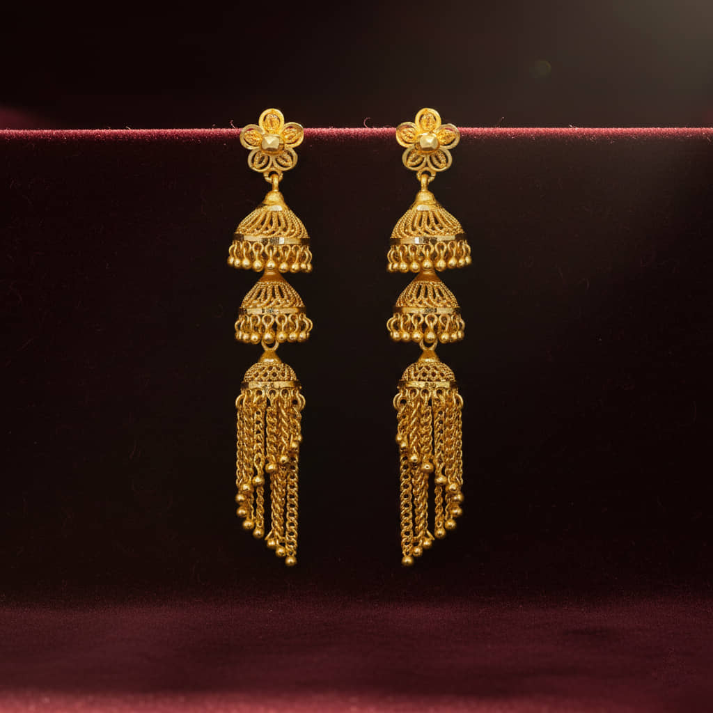 LUV FASHION Gold Jhumki Earrings ( Pack of 1 ) - Earrings | Buy online on ZillyBuy
