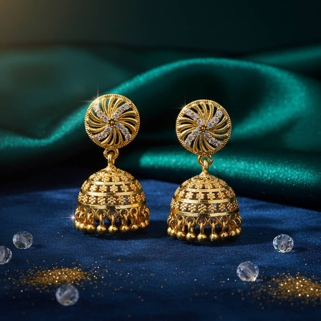 LUV FASHION Gold Jhumki Earrings ( Pack of 1 ) - Earrings | Buy online on ZillyBuy