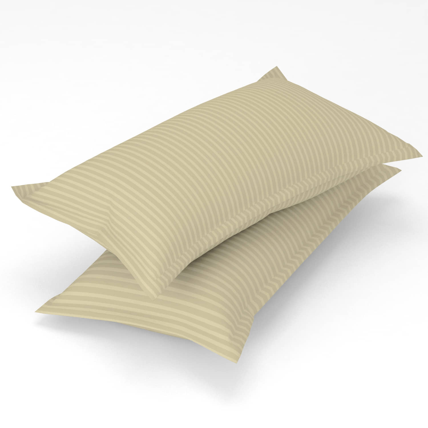 gharsaaz - Pack of 2 Poly Cotton Striped Standard Size Pillow Cover ( 68.58 cm(27) x 43.18 cm(17) ) - Cream