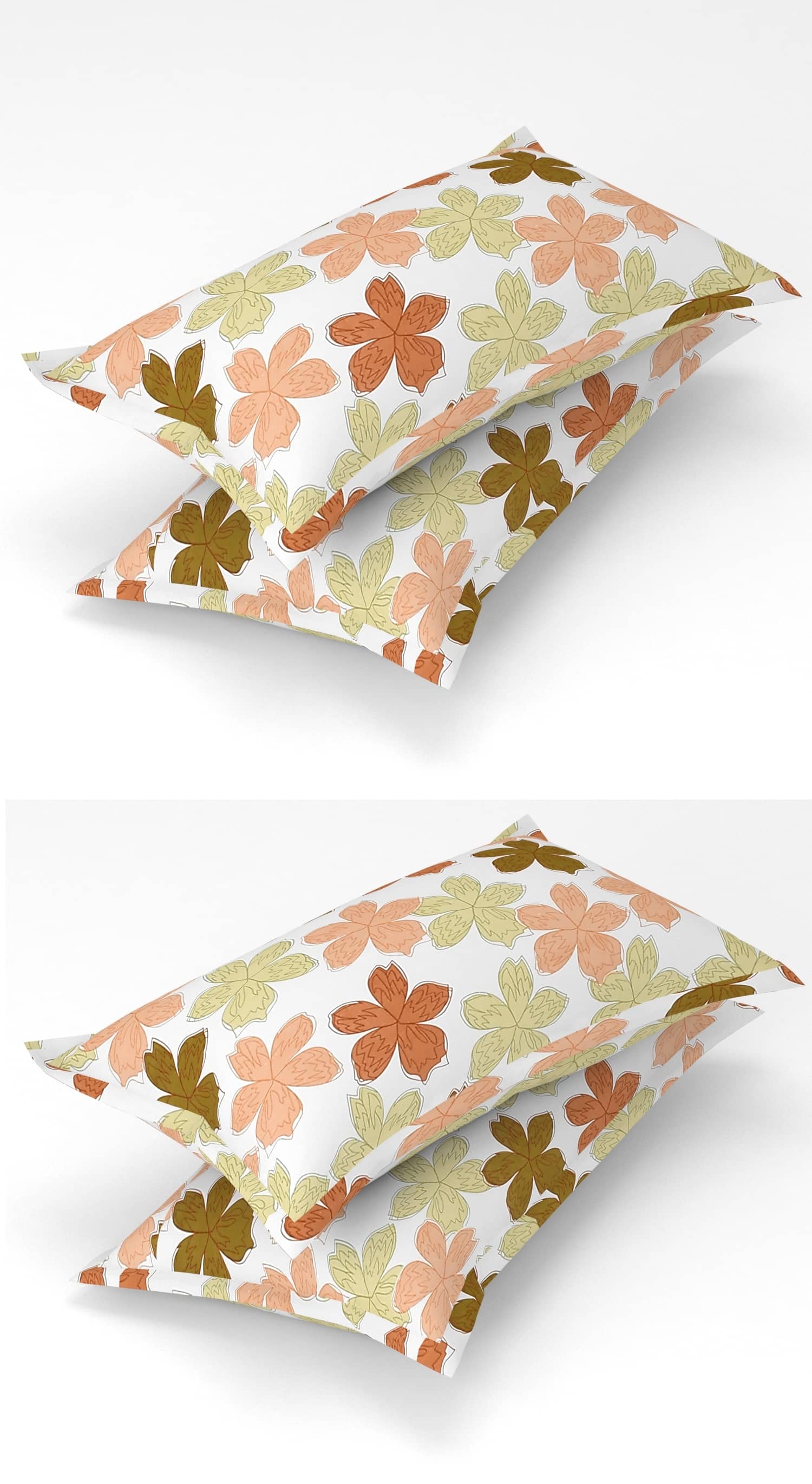 gharsaaz - Pack of 4 Poly Cotton Abstract Printed Standard Size Pillow Cover ( 68.58 cm(27) x 43.18 cm(17) ) - Multi