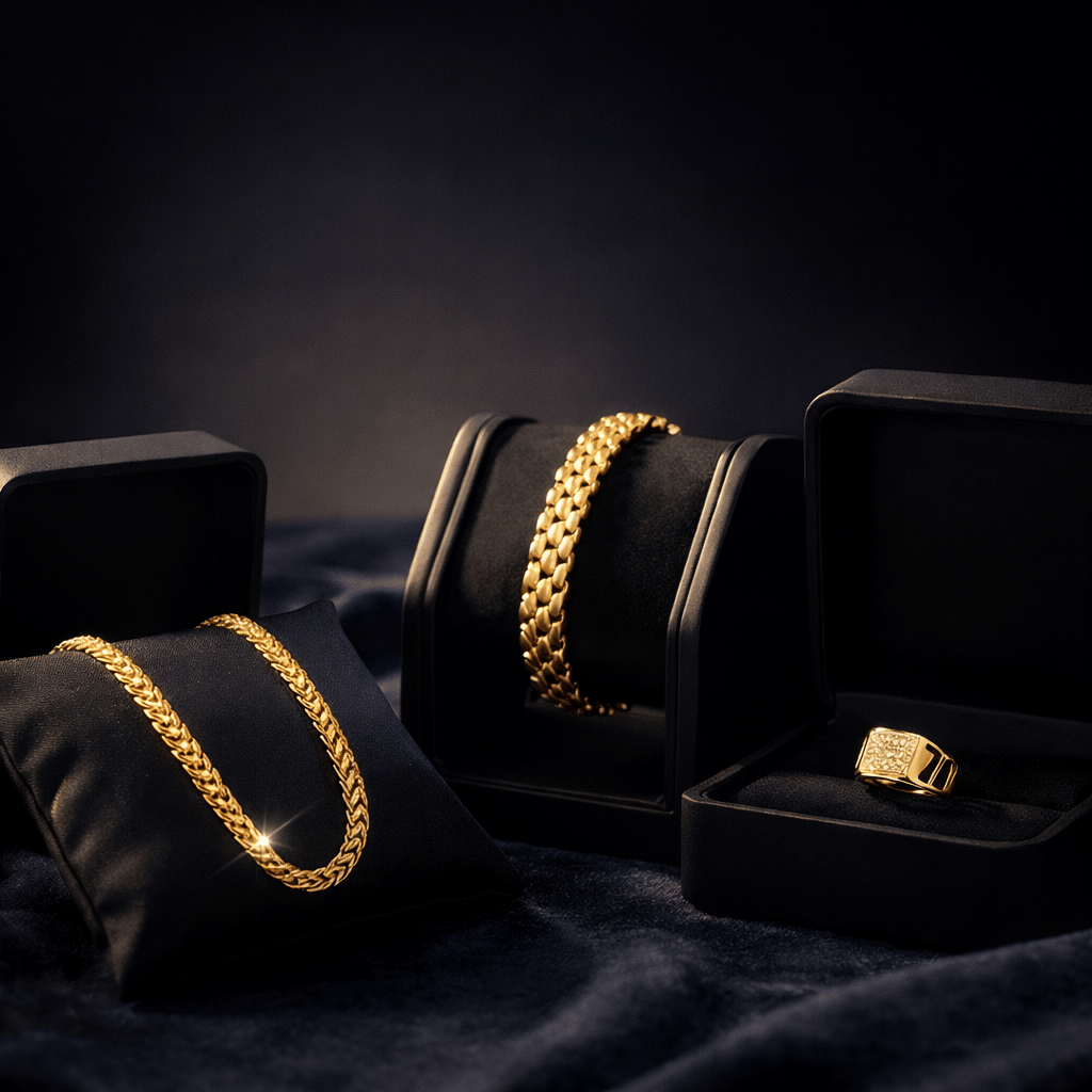 Fadiso Fashion Gold Plated Chains Combo ( Set of 3 )