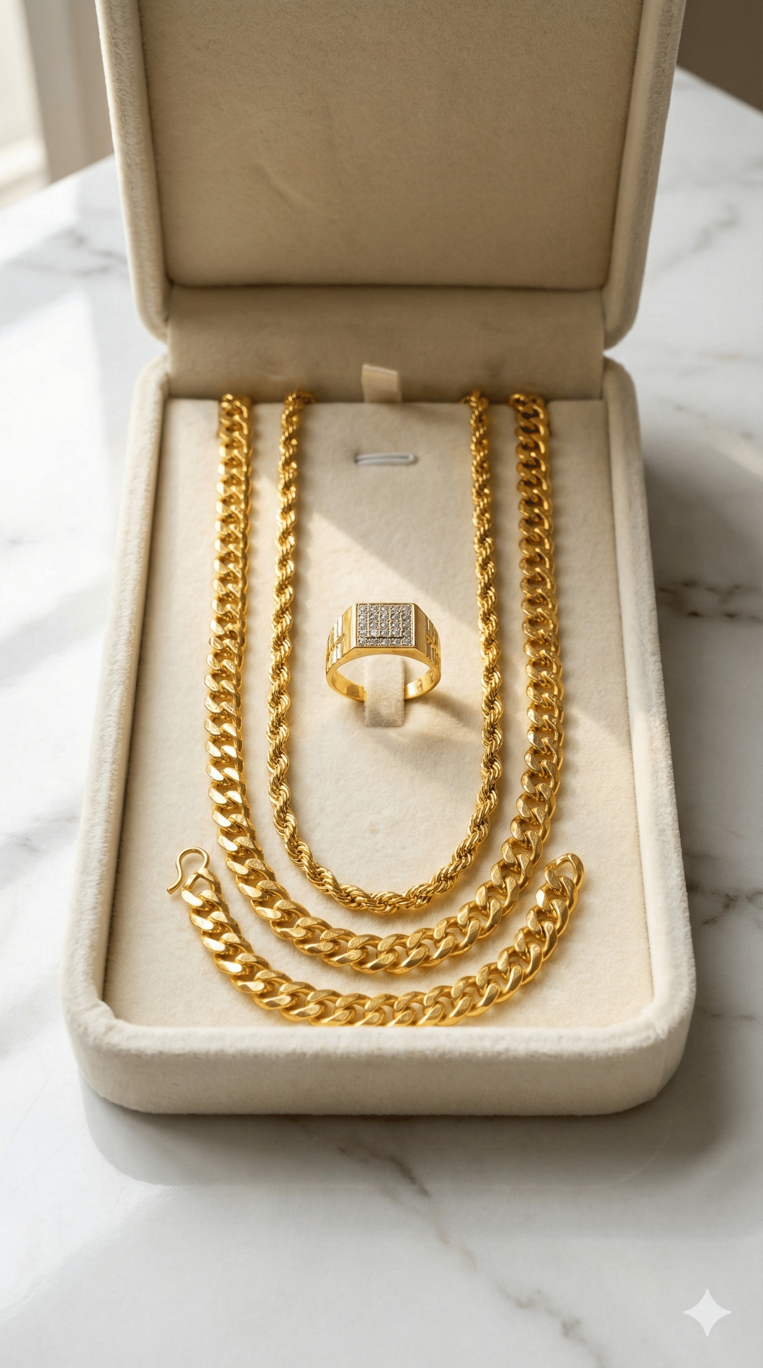 Fadiso Fashion Gold Plated Chains Combo ( Set of 4 )