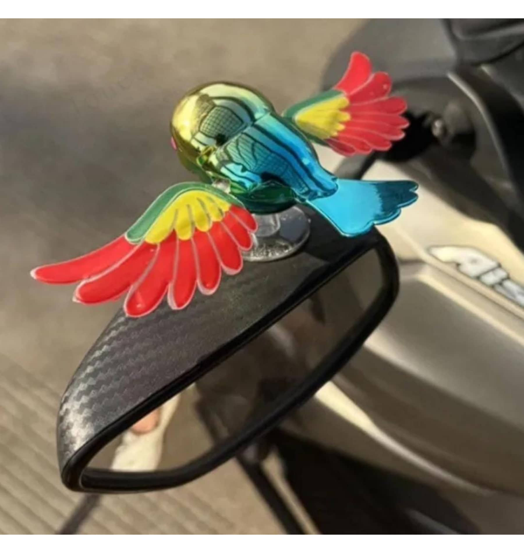 Flying Bird Car Bike Decoration with Flapping Wings Creative Wind-Powered Bird Ornament for Car Side Mirror, Hood, Scooter