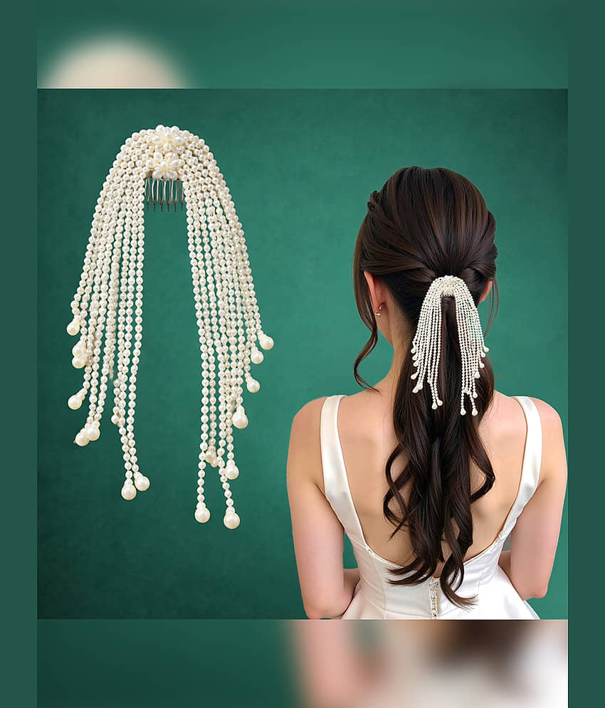 LYKAA White Hair Accessory Set ( Pack of 1 ) - Jewellery Sets | Buy online on ZillyBuy
