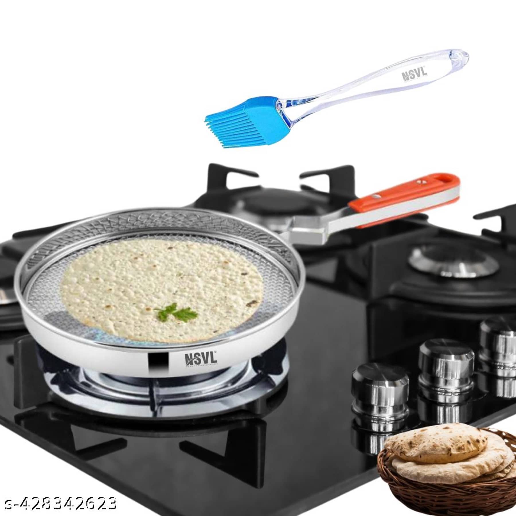 NSVL Non Coated Stainless Steel Roasting Pan Sandwich Bottom without Lid 20 cm Diameter 0.5 Ltr - Cookware | Buy online on ZillyBuy