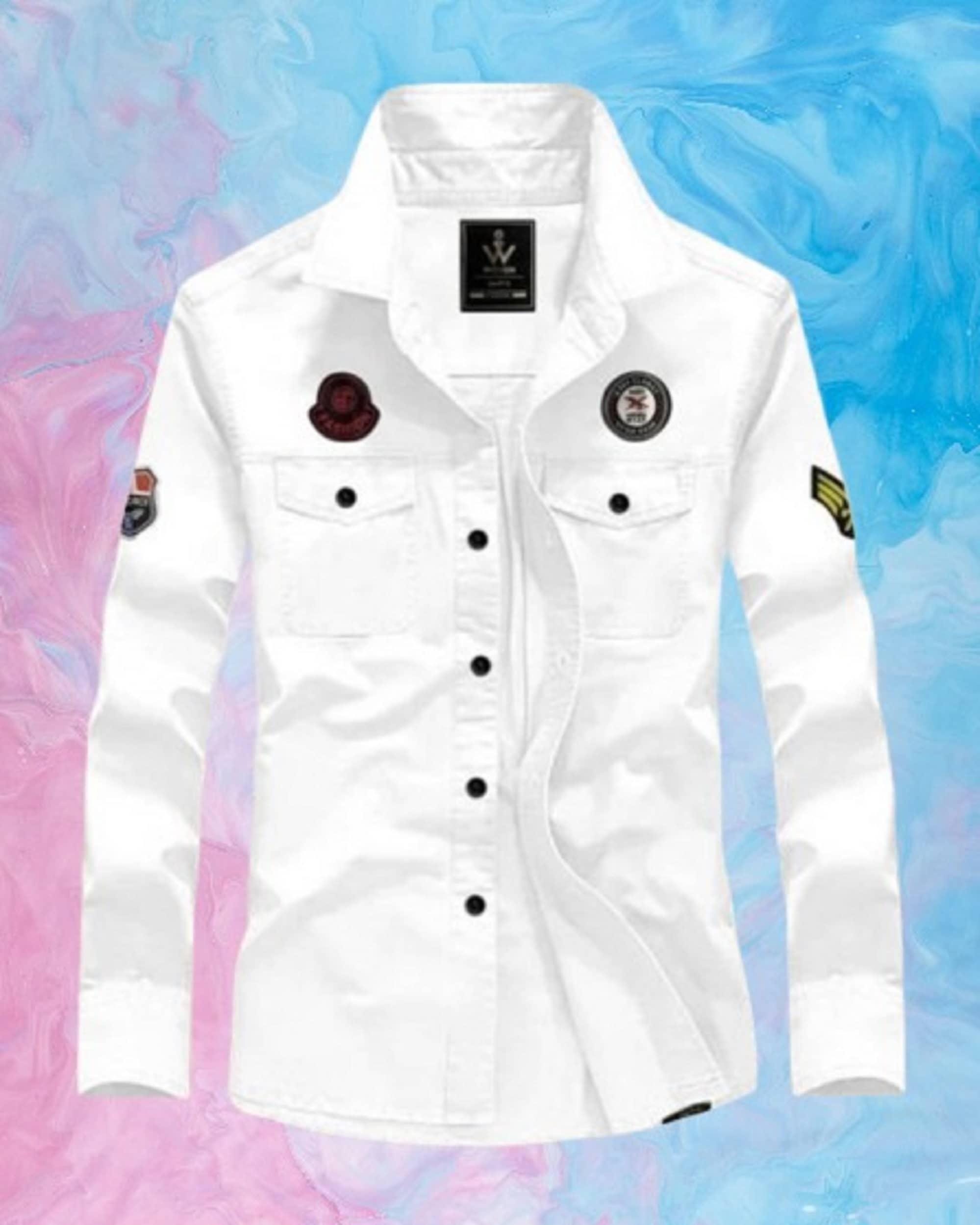 VENIZ WESTERN WEAR Cotton Blend Regular Fit Self Design Full Sleeves Men's Casual Shirt - White ( Pack of 1 )