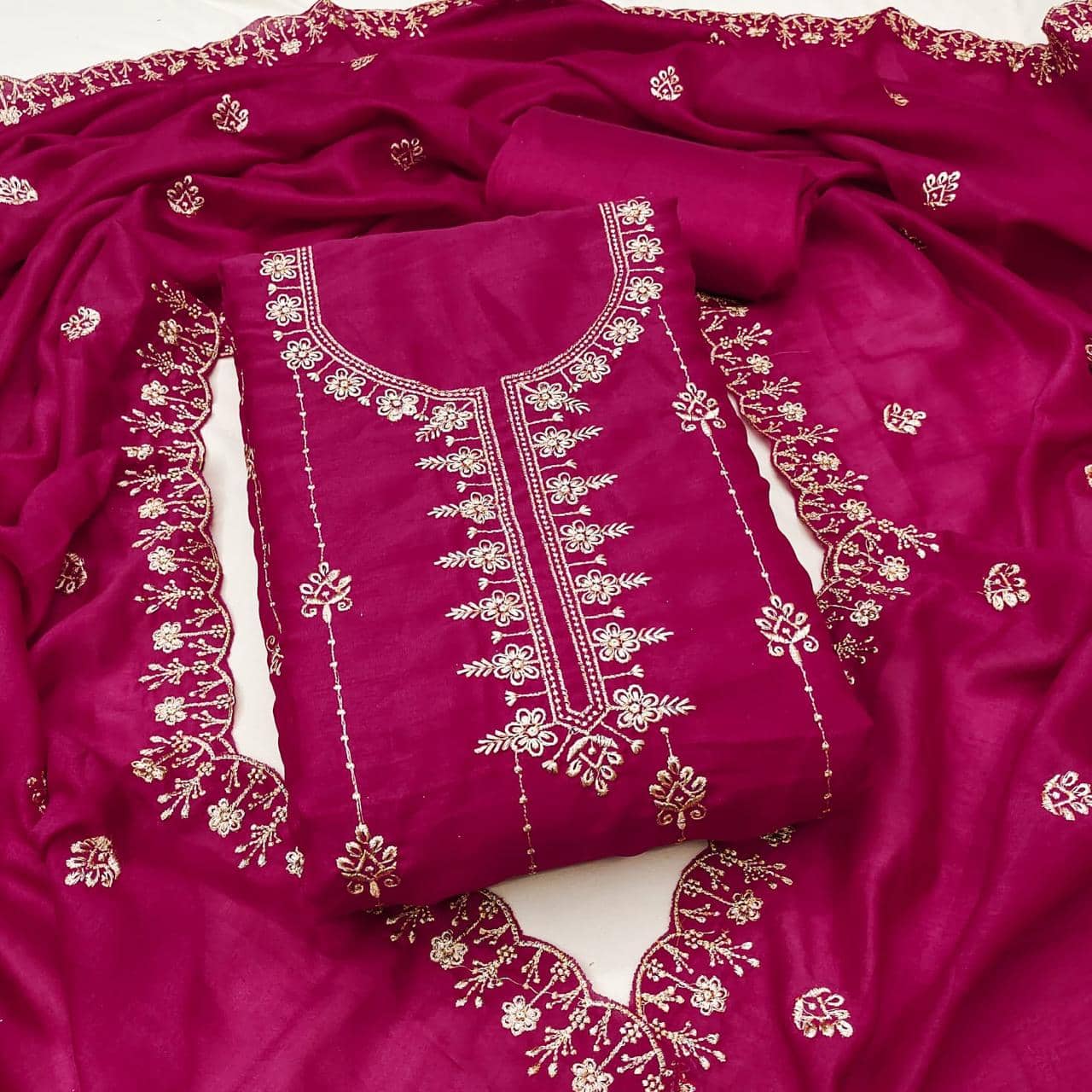 Rangtulika Ethnics Women's Shimmer Unstitched Salwar Suit - Unstitched Fabrics | Buy online on ZillyBuy