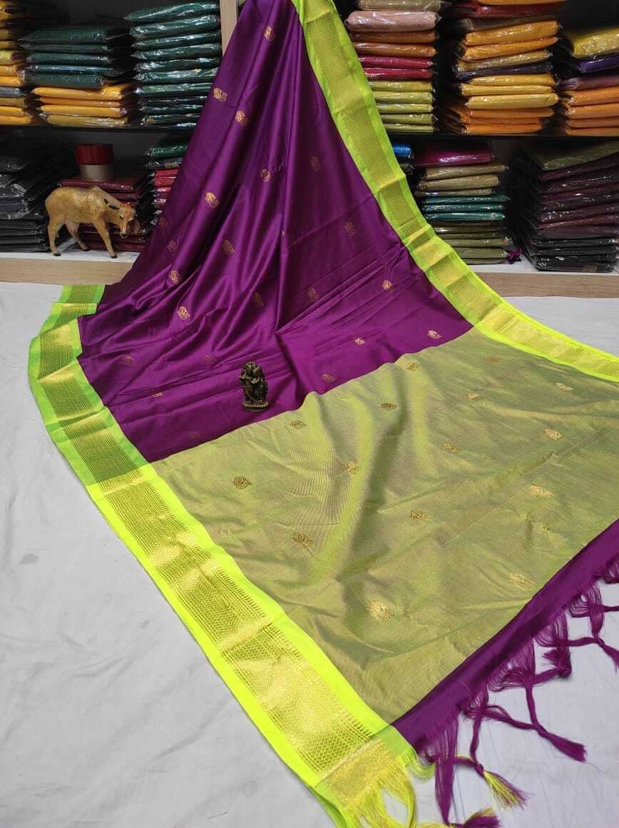 VEERAIVA Cotton Silk Woven Paithani Sarees With Stitched Blouse ( Purple ) - Sarees | Buy online on ZillyBuy