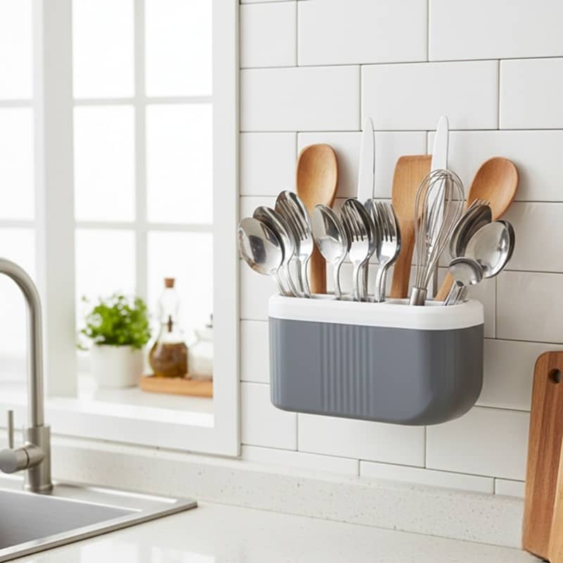 analog kichenware Knife/Spoon/Spatula Plastic Grey Multi-Purpose Container ( Set of 1 )