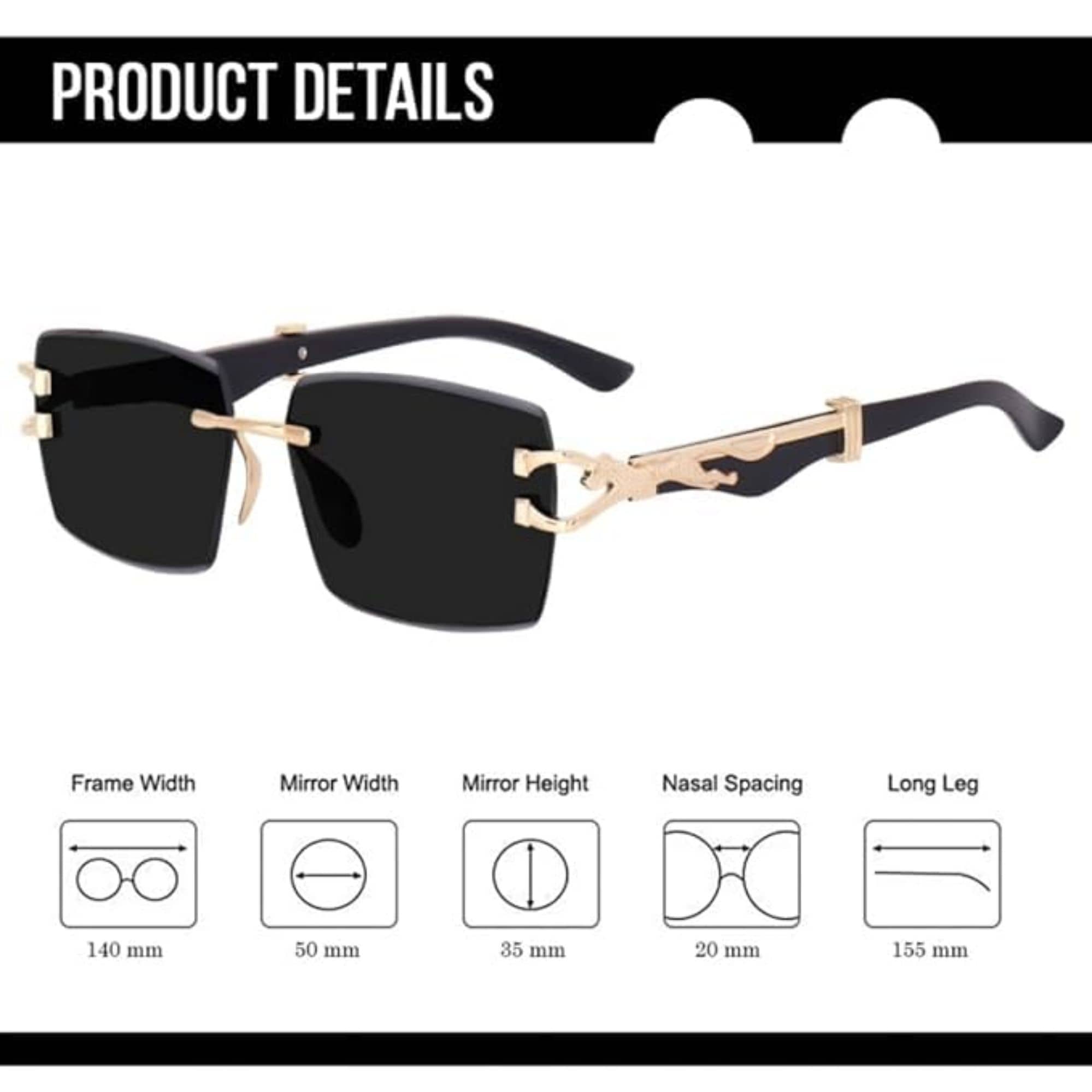 BANDSMITH Black Rectangular Sunglasses ( Pack of 1 ) - Sunglasses | Buy online on ZillyBuy