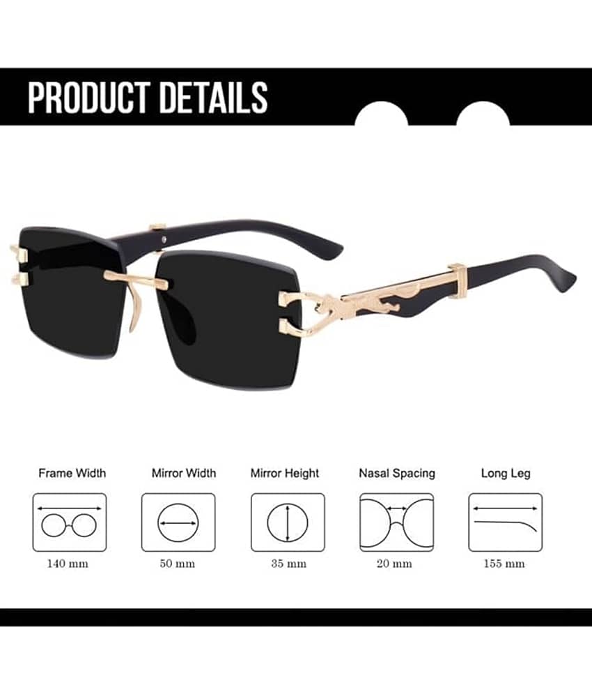 BANDSMITH Black Rectangular Sunglasses ( Pack of 1 ) - Sunglasses | Buy online on ZillyBuy