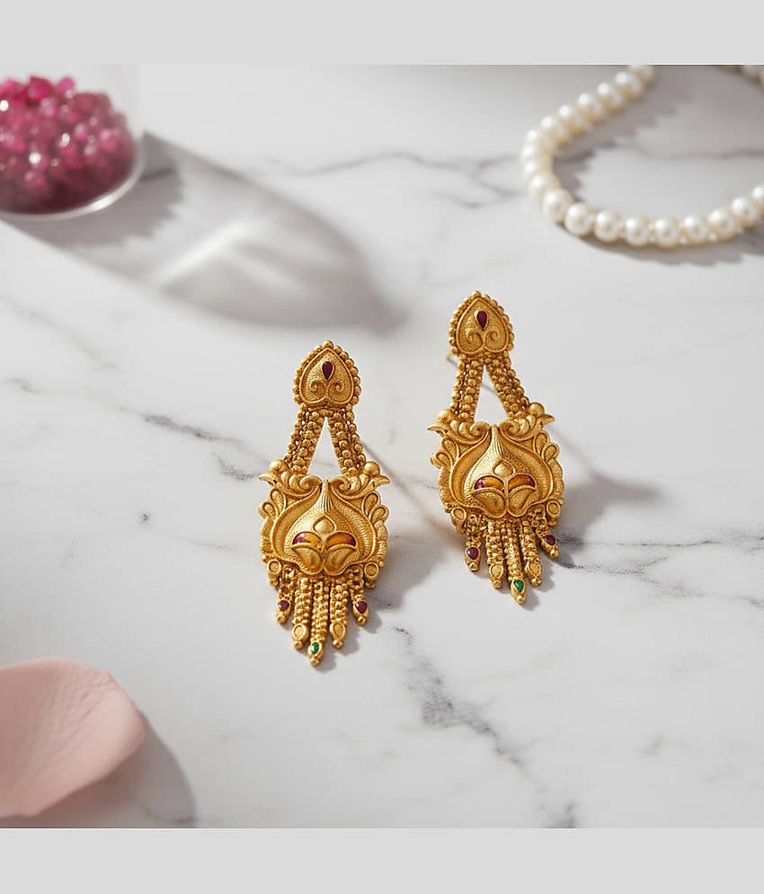 Drashti Collection Gold Danglers Earrings ( Pack of 1 ) - Earrings | Buy online on ZillyBuy