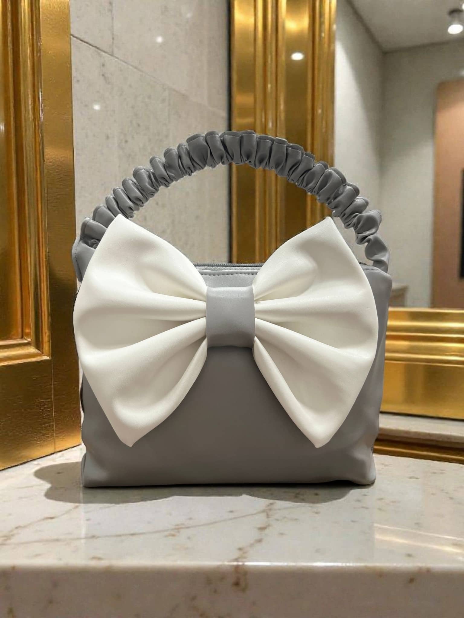 Jazzberry Handheld Bag PU Set of 1 ( Grey,White ) - Handbags | Buy online on ZillyBuy