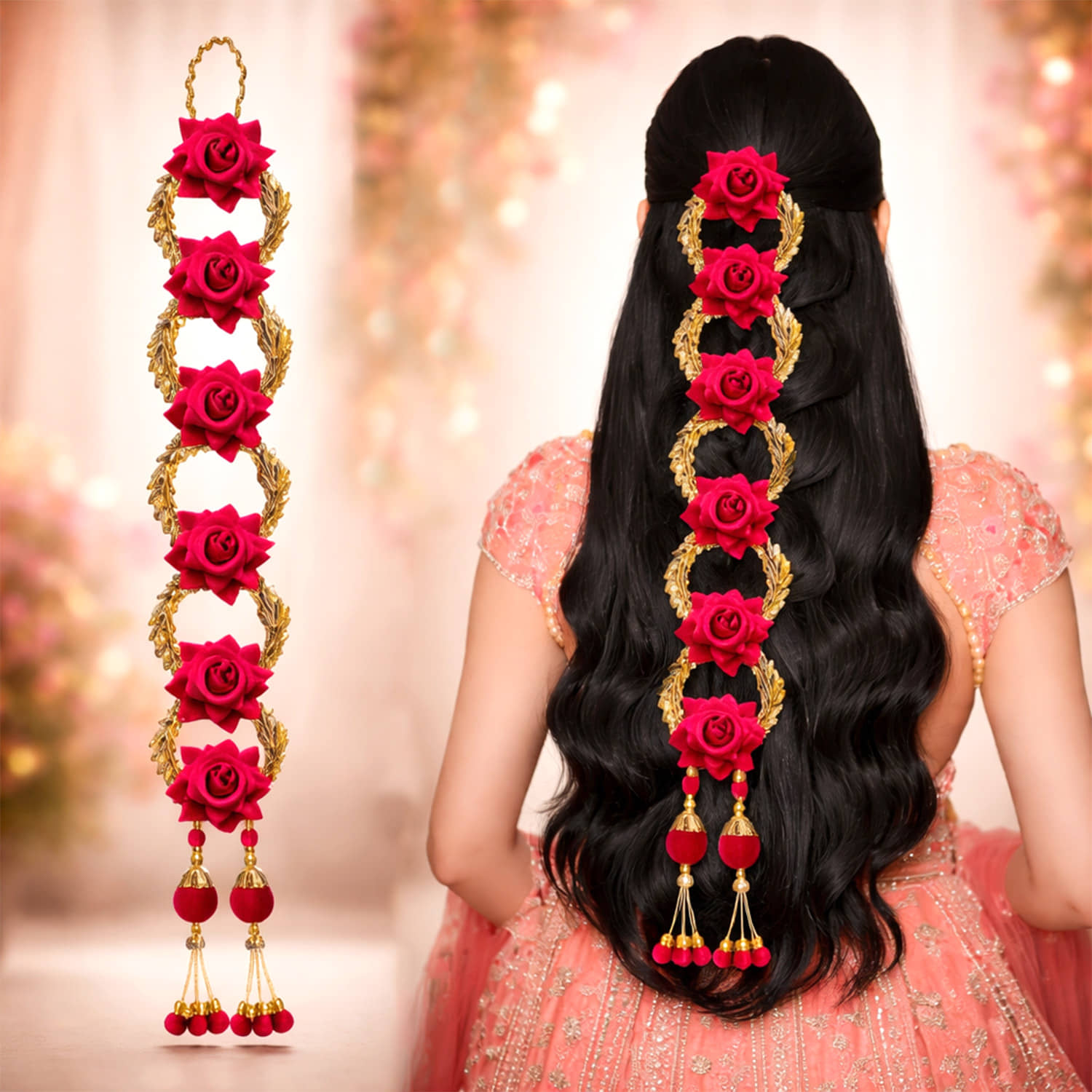LYKAA Golden,Magenta Girls Hair Accessory Set ( Pack of 1 ) - Jewellery Sets | Buy online on ZillyBuy