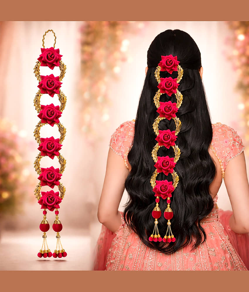 LYKAA Golden,Magenta Girls Hair Accessory Set ( Pack of 1 ) - Jewellery Sets | Buy online on ZillyBuy