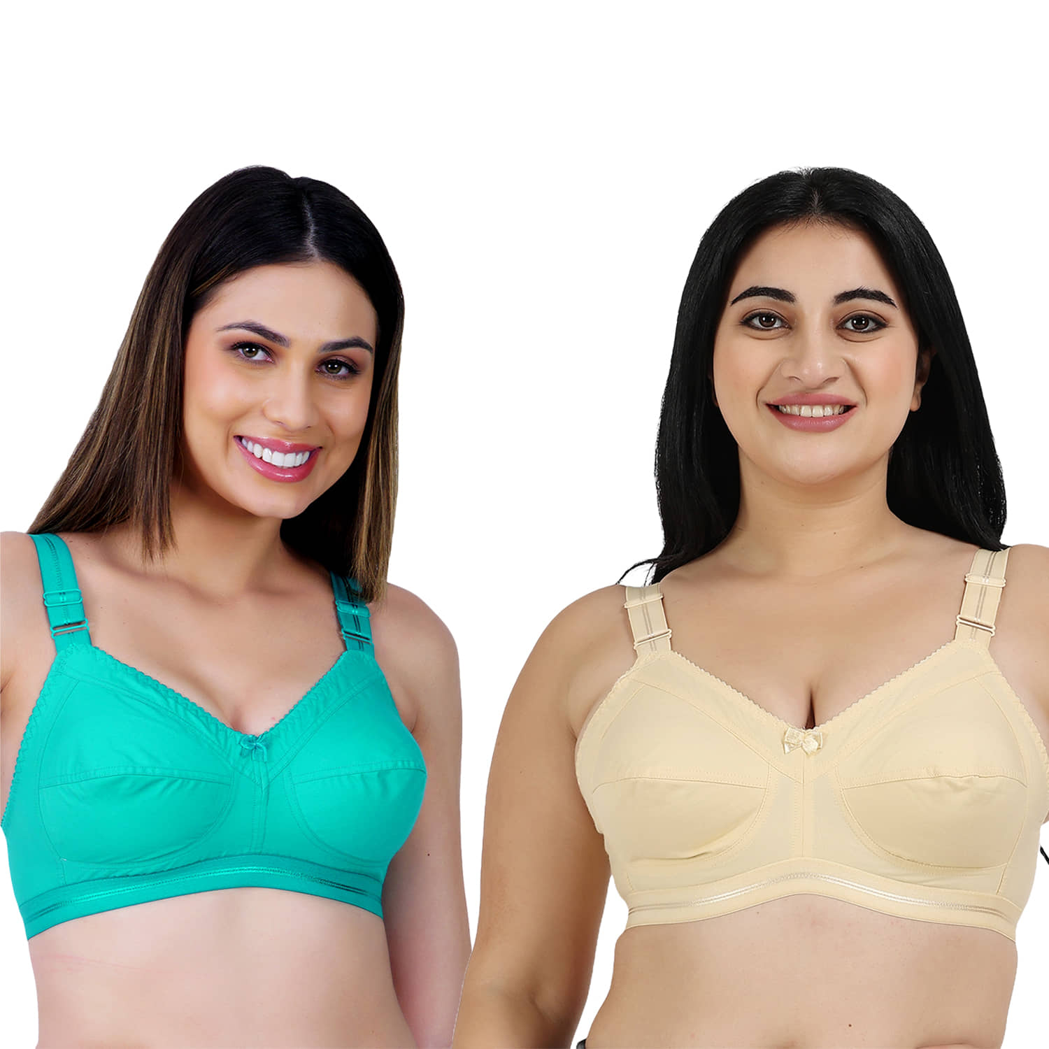 Ladyland Pack of 2 Cotton Non Padded Everyday Bra For Women ( Multicolor )