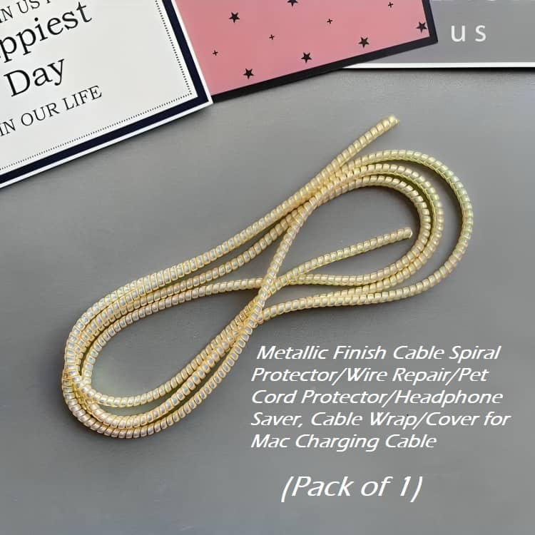 Multi Deal Metallic Finish Cable Spiral Protector/Wire Repair/Pet Cord Protector, Cable Wrap/Cover for Charging Cable (Pack of 1)