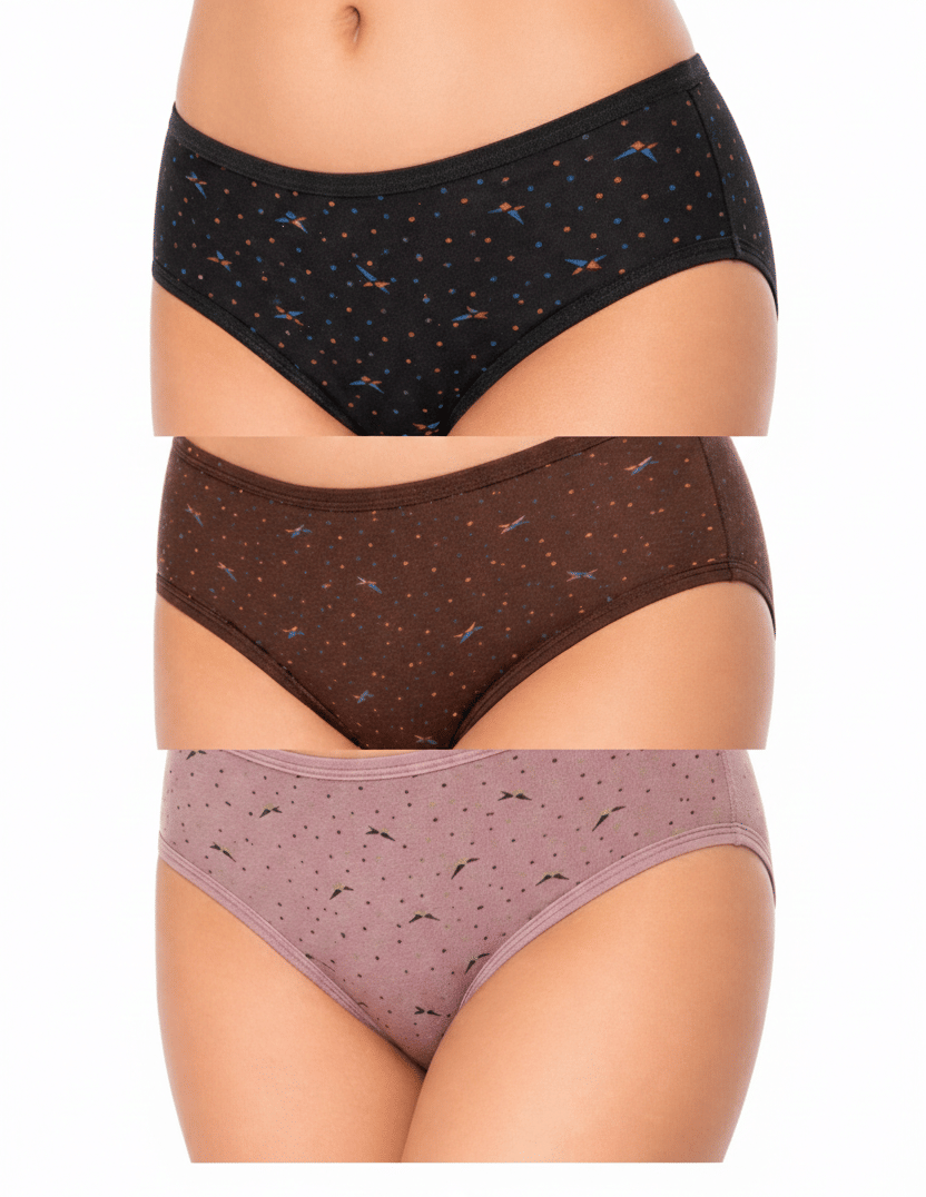 REONY Pack of 3 Cotton Blend Hipster For Women ( Multicolor1 )