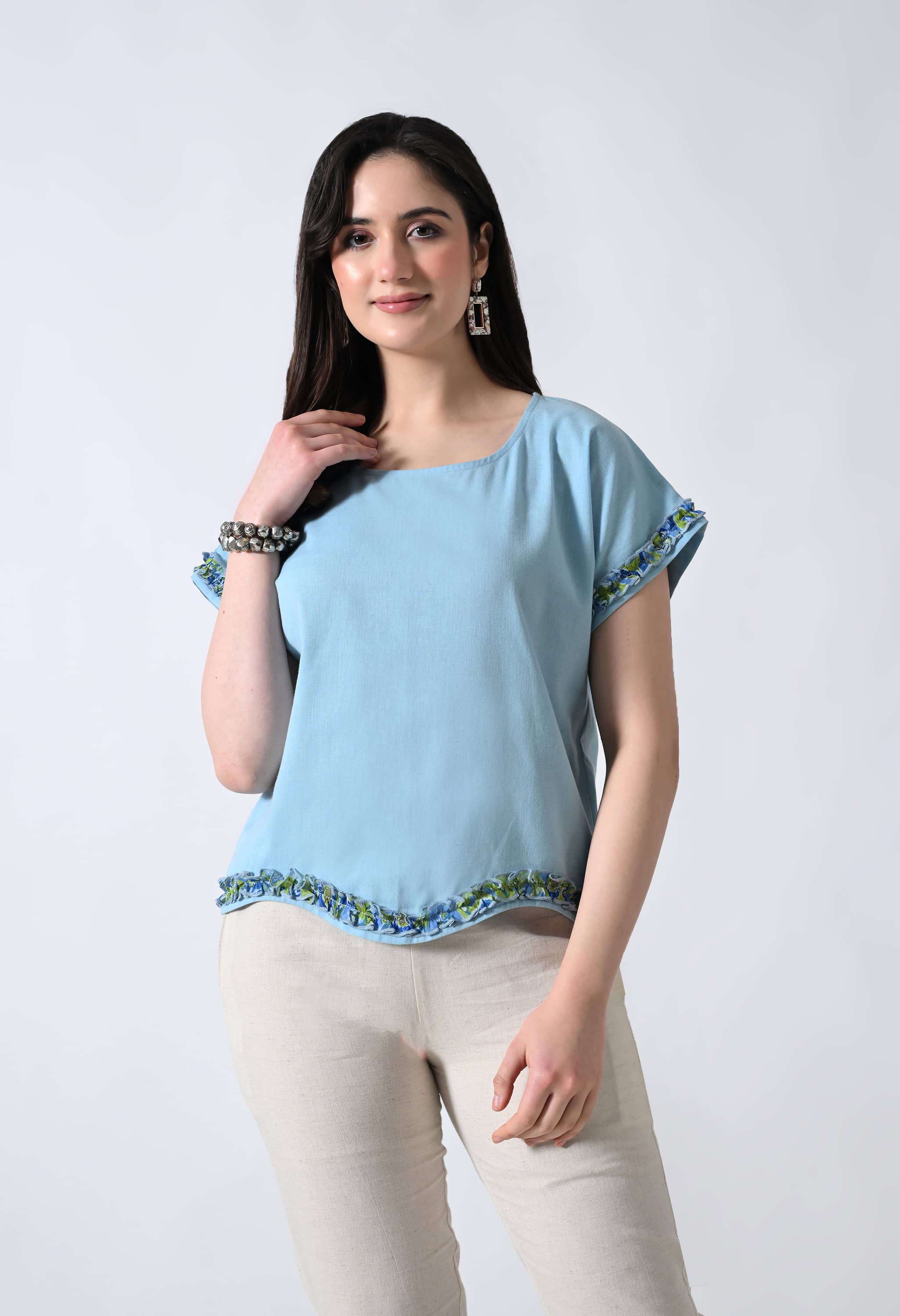 ALL WAYS YOU Women's Cotton Regular Top ( Light Blue )