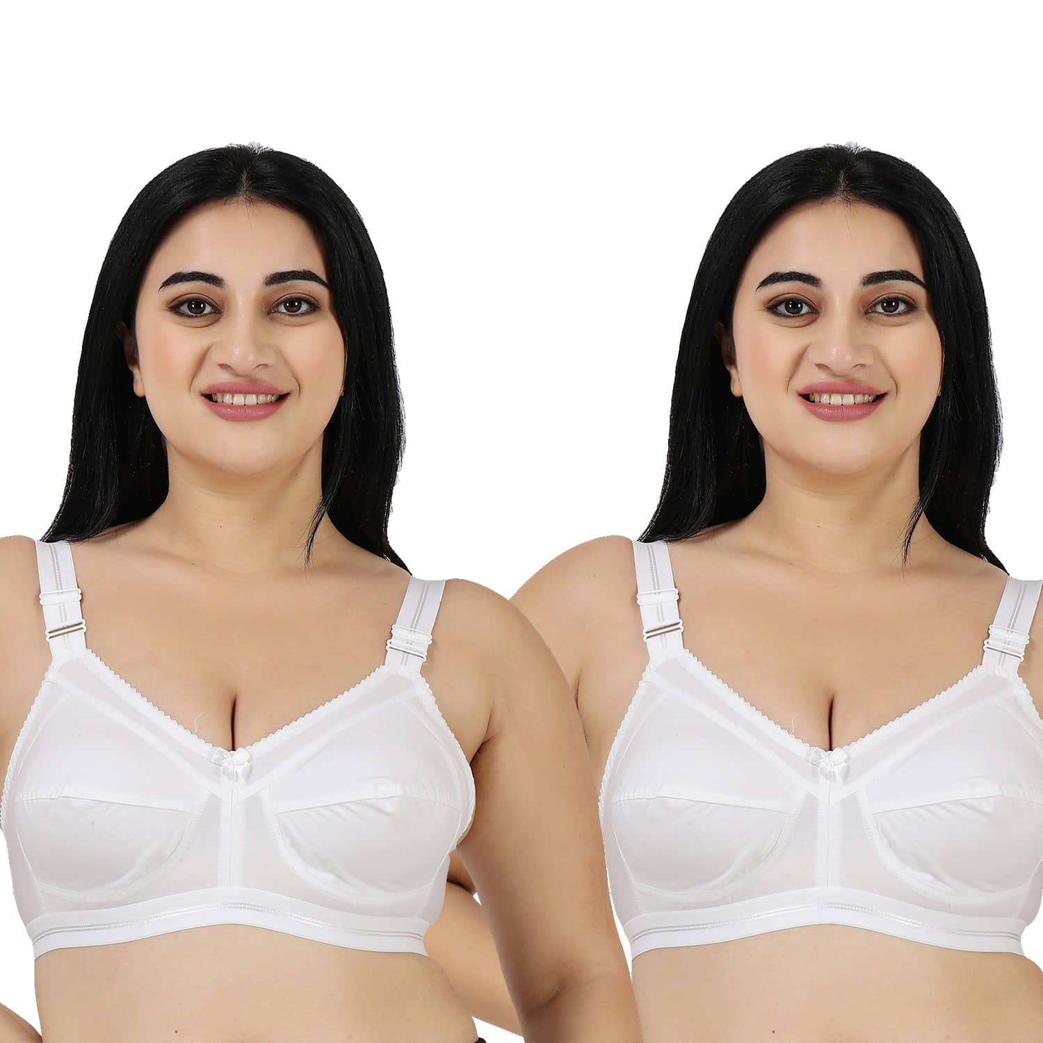 Ladyland Pack of 2 Cotton Non Padded Everyday Bra For Women ( White )