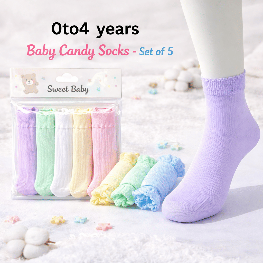 BBYARAJ Pack of 5 Unisex for Baby Nylon Full Length Socks ( Multicolor ) - Socks | Buy online on ZillyBuy