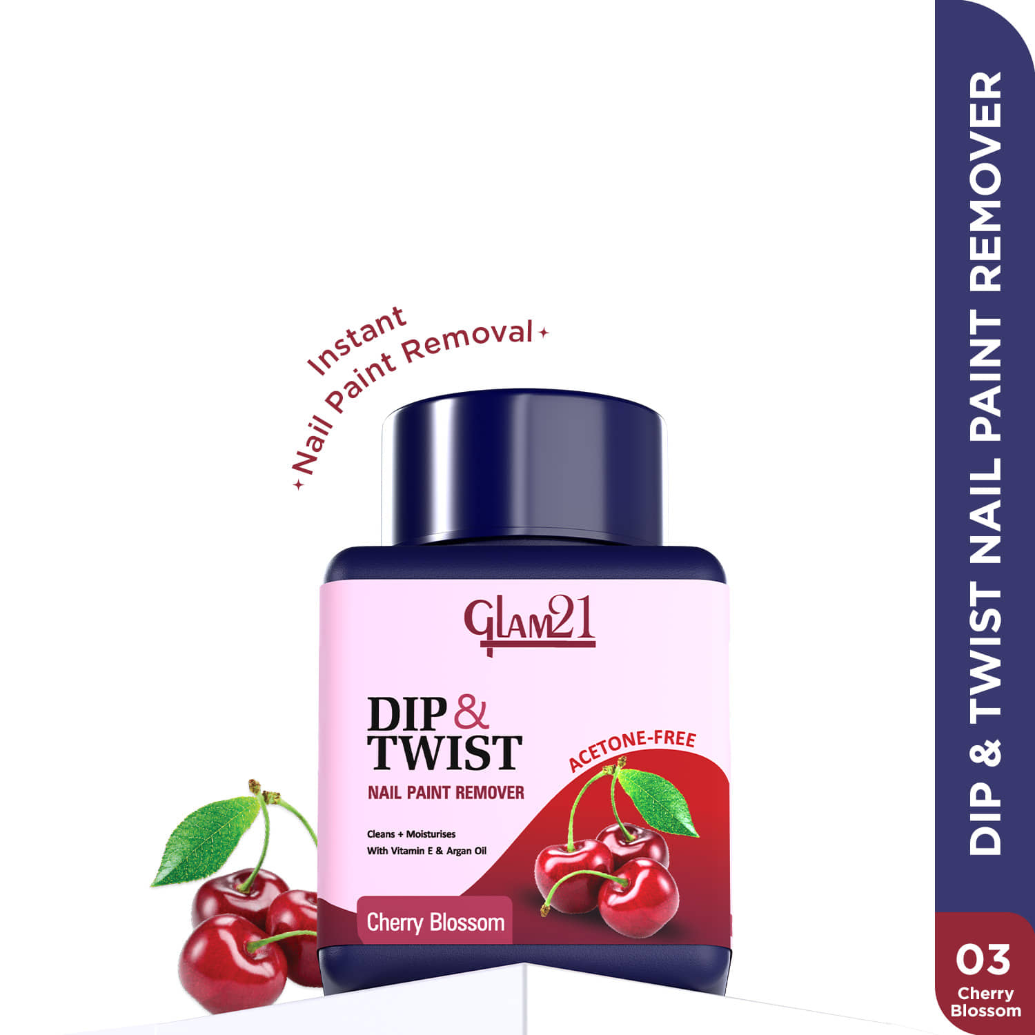 Glam21 Dip & Twist Nail Polish Remover| Enriched With Argon Oil & Vit E-Cherry Blossom 80 Ml