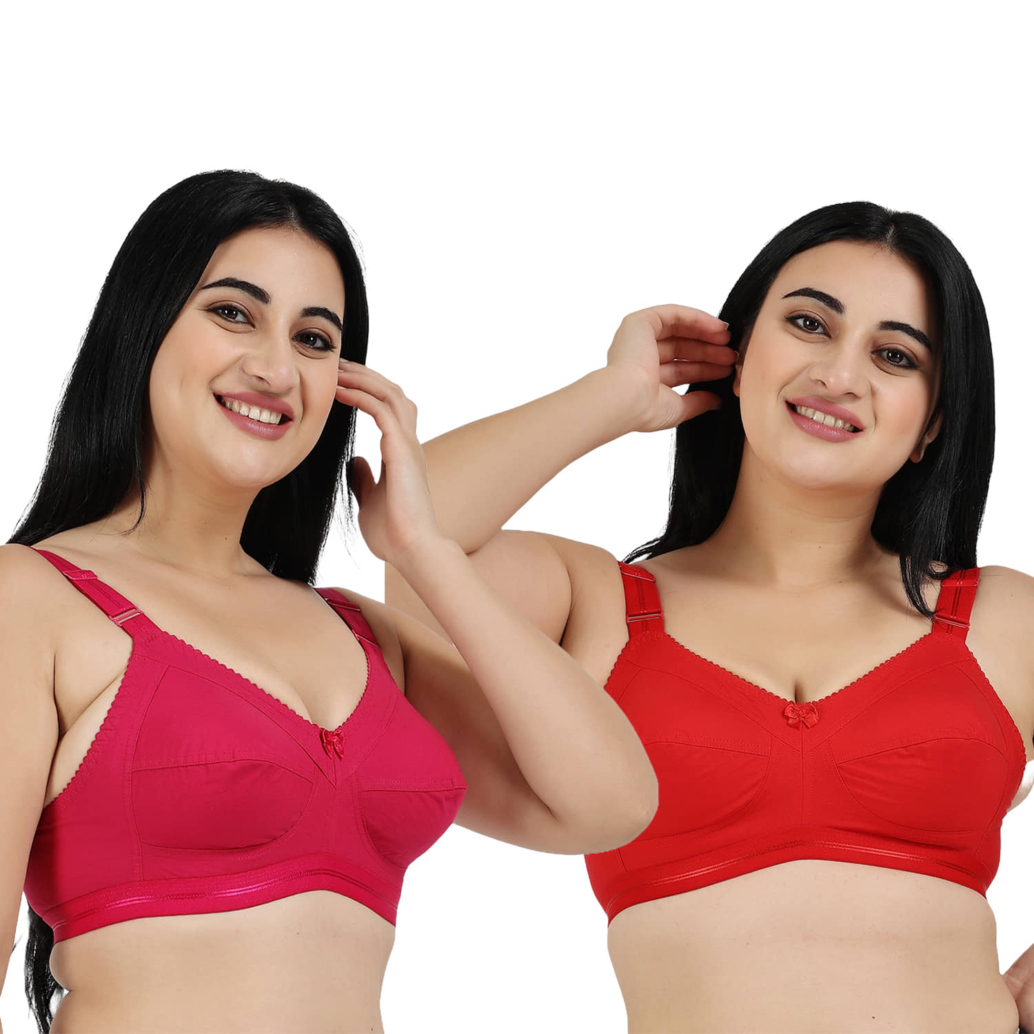 Ladyland Pack of 2 Cotton Non Padded Everyday Bra For Women ( Multicolor )