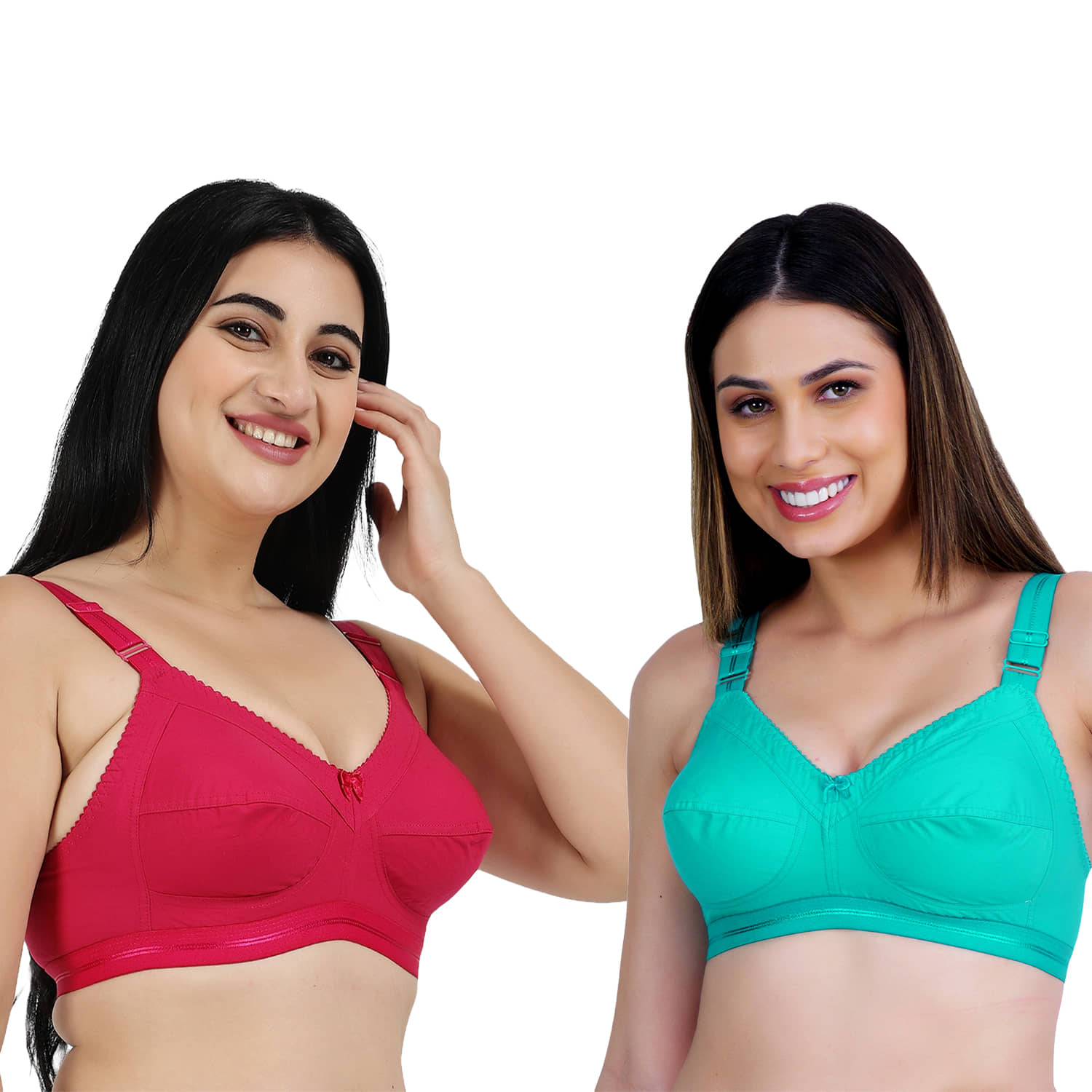 Ladyland Pack of 2 Cotton Non Padded Everyday Bra For Women ( Multicolor )