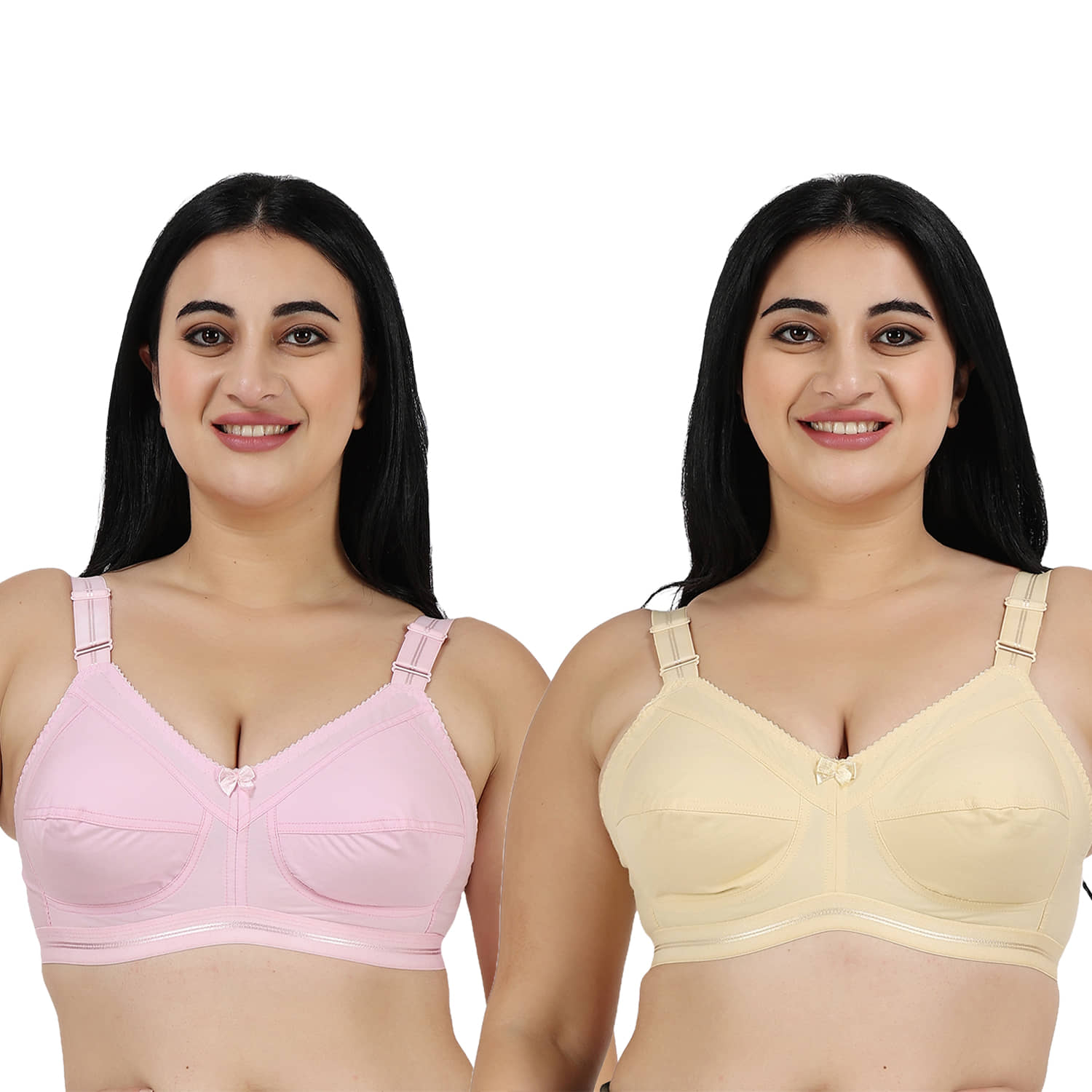 Ladyland Pack of 2 Cotton Non Padded Everyday Bra For Women ( Multicolor )