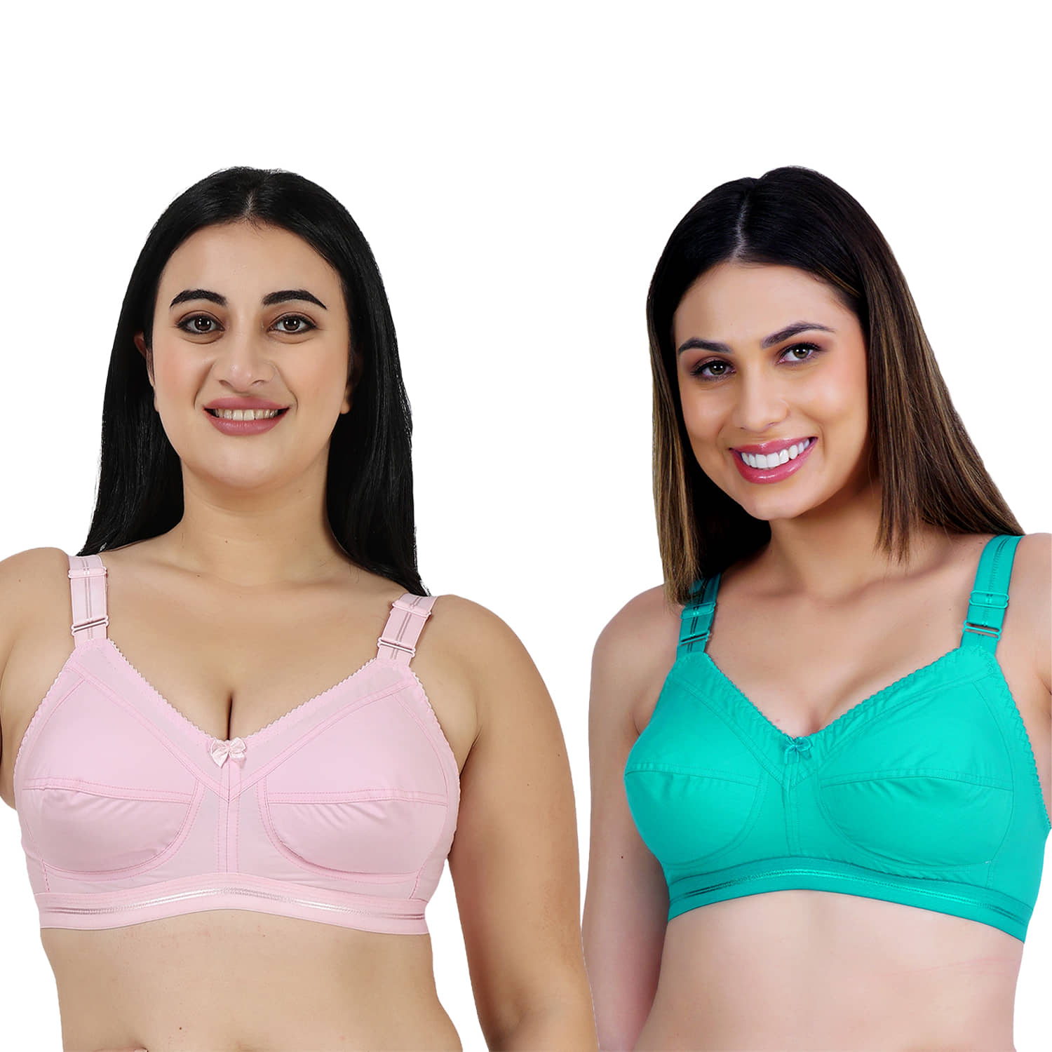 Ladyland Pack of 2 Cotton Non Padded Everyday Bra For Women ( Multicolor )