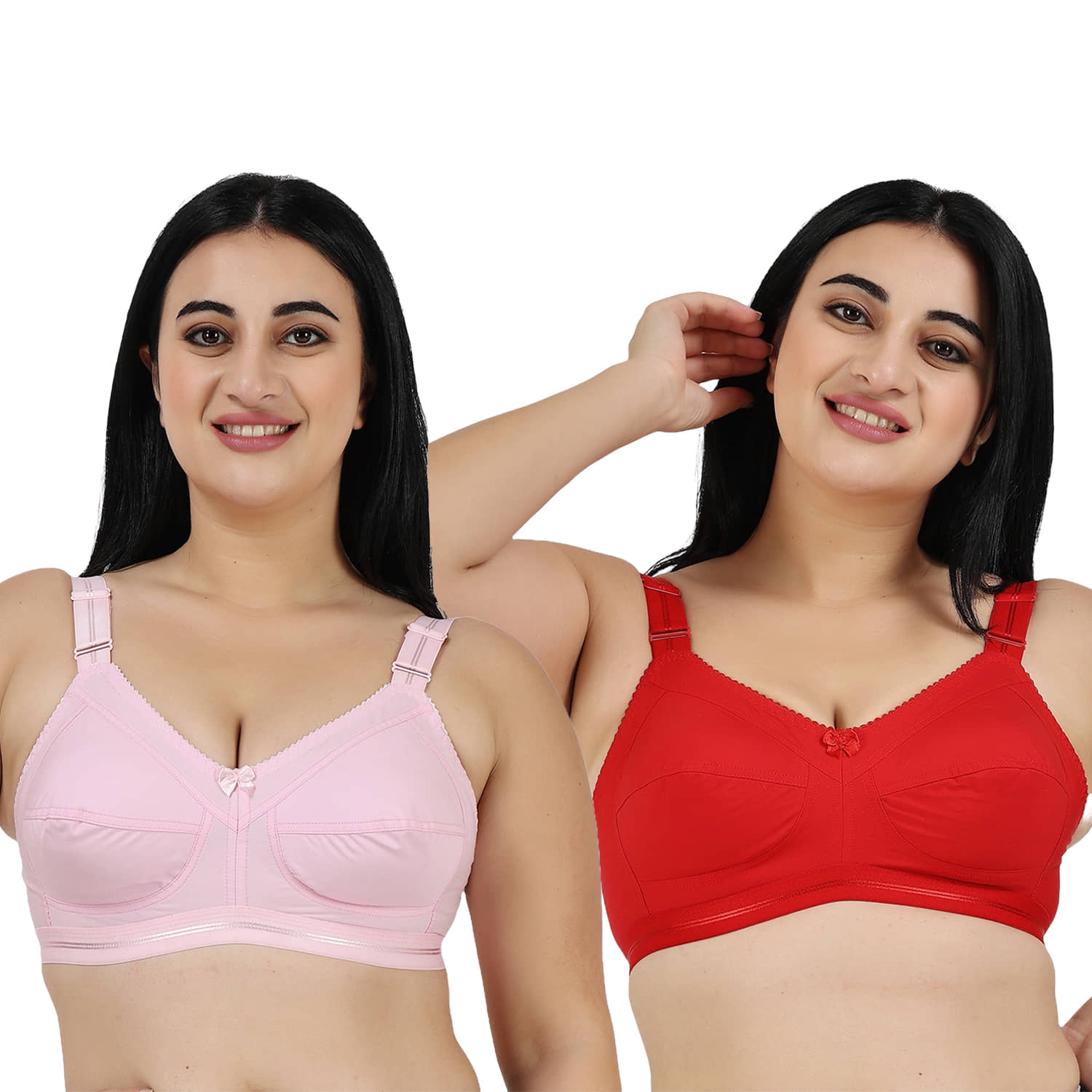 Ladyland Pack of 2 Cotton Non Padded Everyday Bra For Women ( Multicolor )