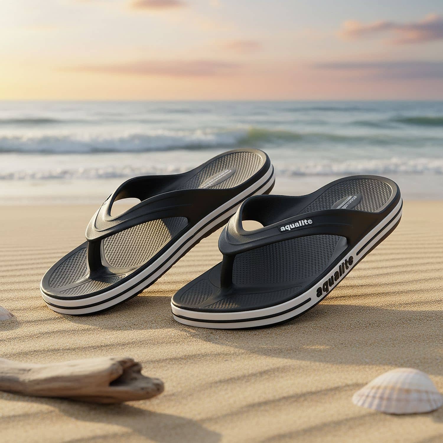 Aqualite Black Men's Thong Flip Flop