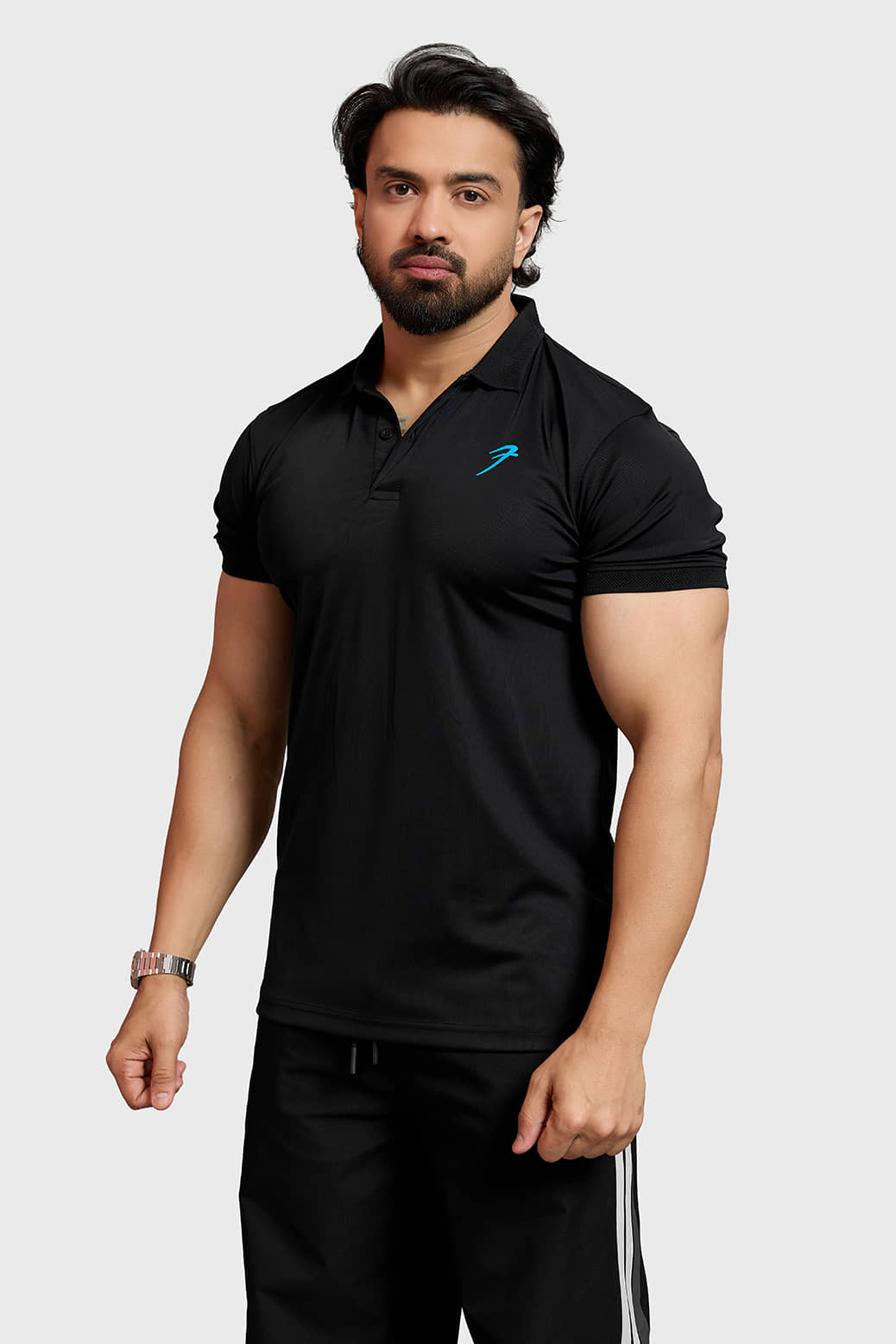Fuaark Black Nylon Oversized fit Men's Sports Polo T-Shirt ( Pack of 1 )