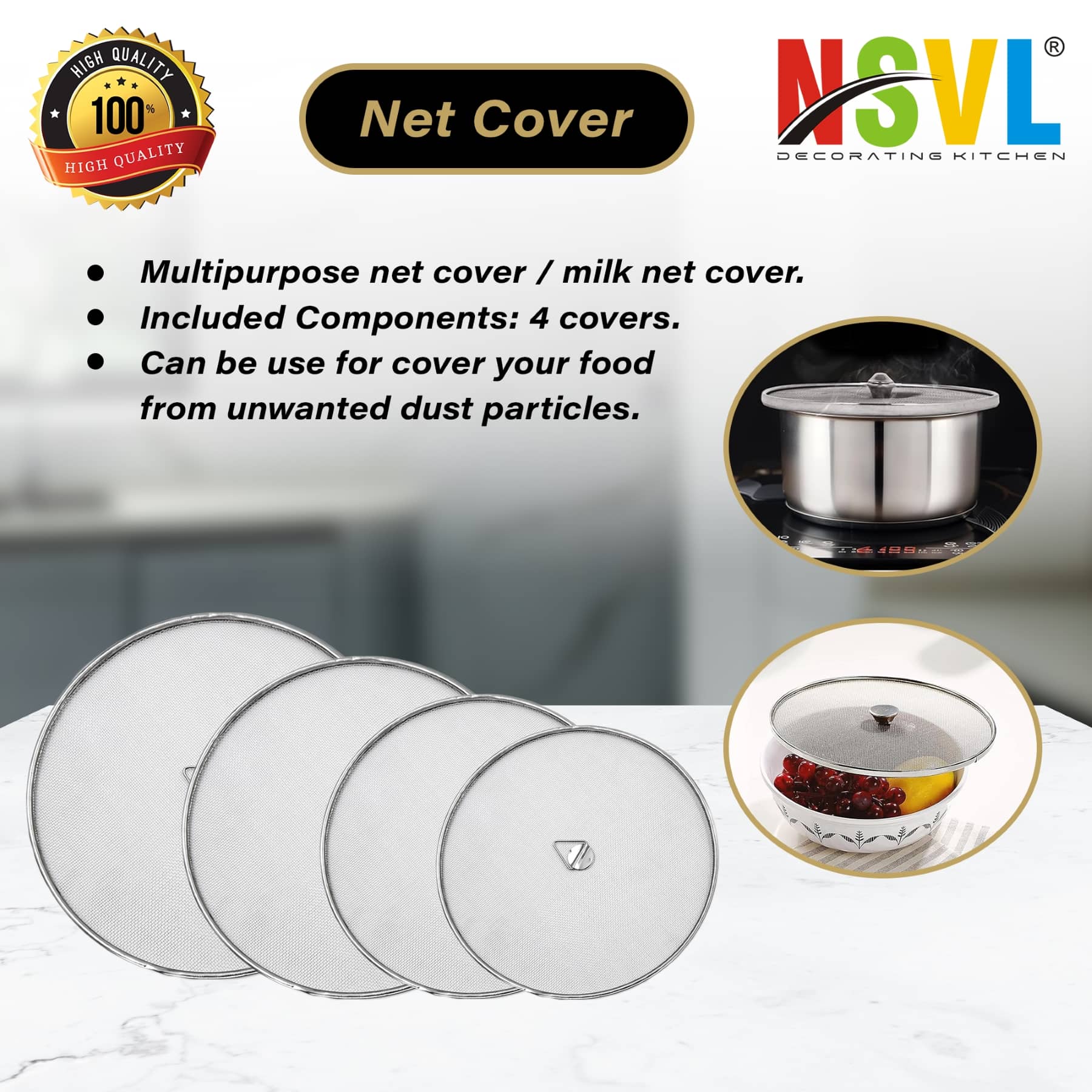 NSVL Non Coated Stainless Steel LID SET 4 PC - Cookware | Buy online on ZillyBuy
