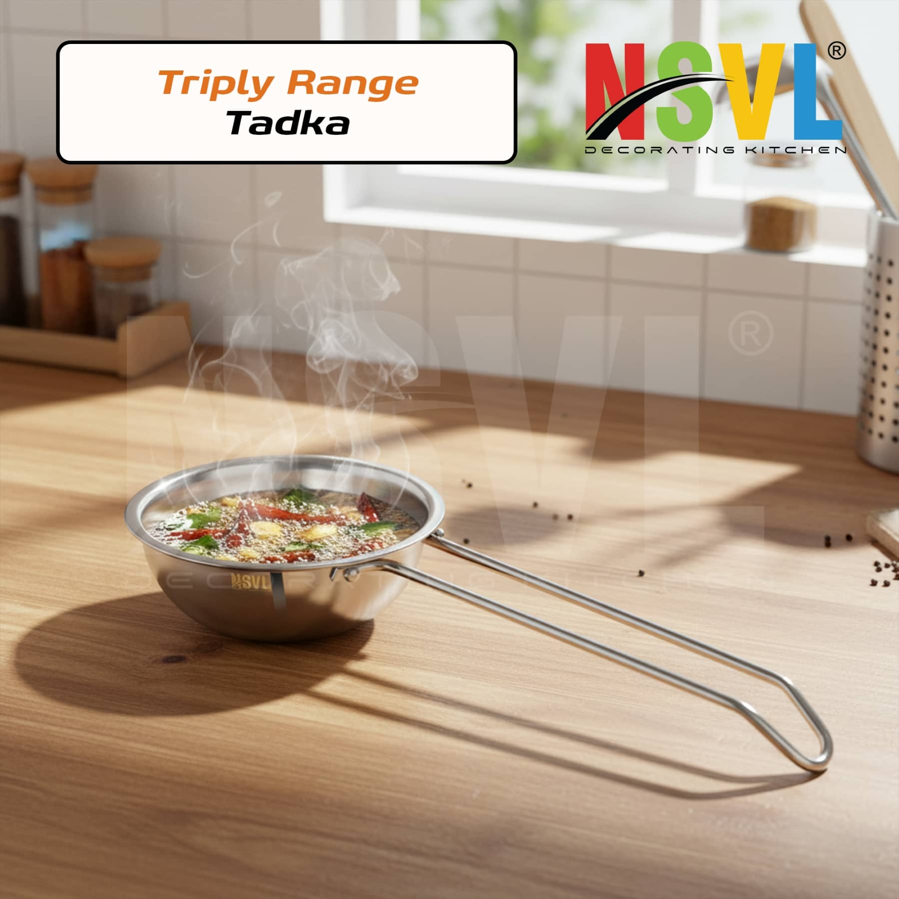 NSVL Non-Stick Stainless Steel Tadka Pan Induction Bottom without Lid 12 cm Diameter 0.5 Ltr - Cookware | Buy online on ZillyBuy