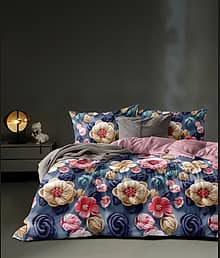Panipat Textile Hub Blue Cotton 1 Double Bedsheet with 2 Pillow Covers ( 230 cm x 228 cm )