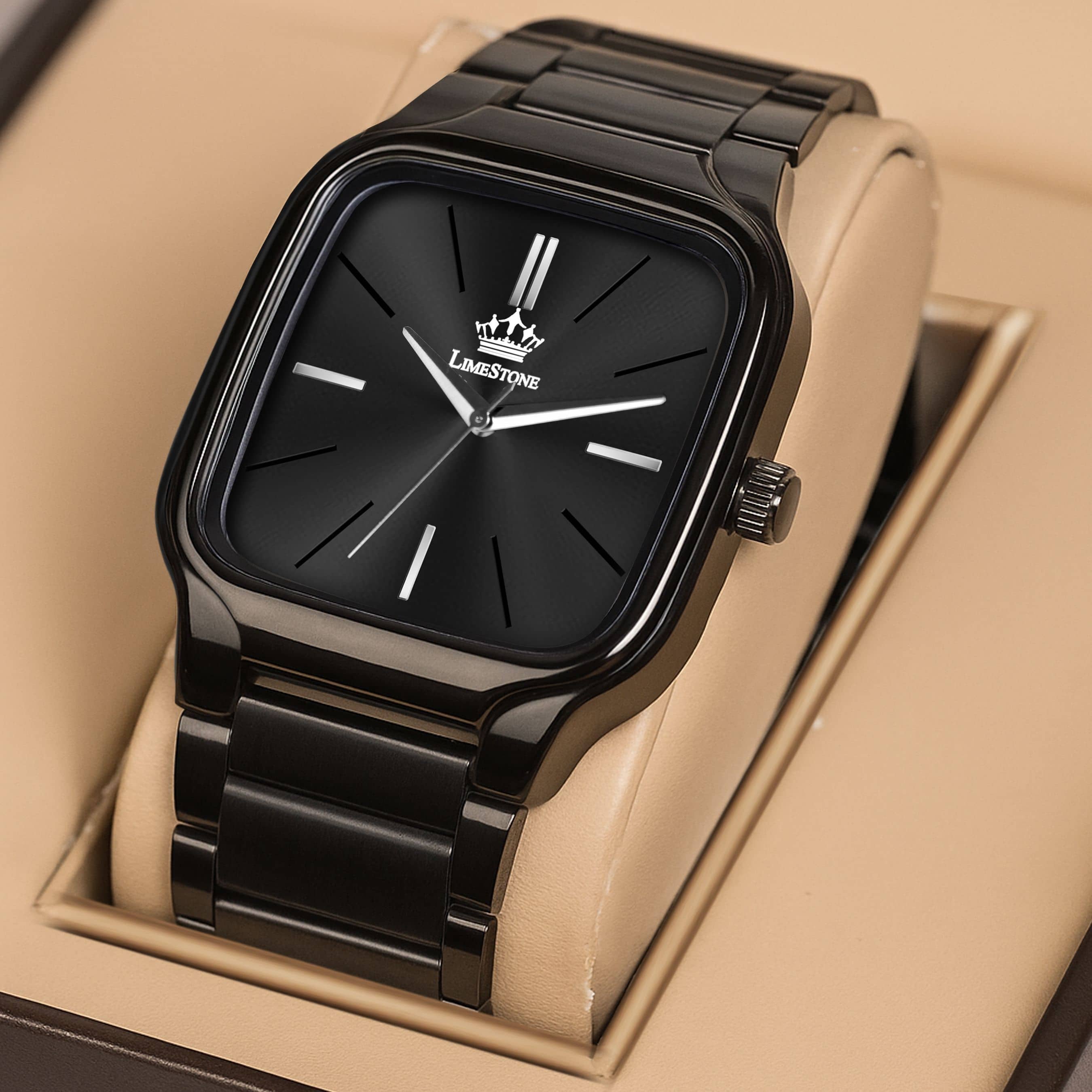 LimeStone Black Stainless Steel Analog Men's Watch