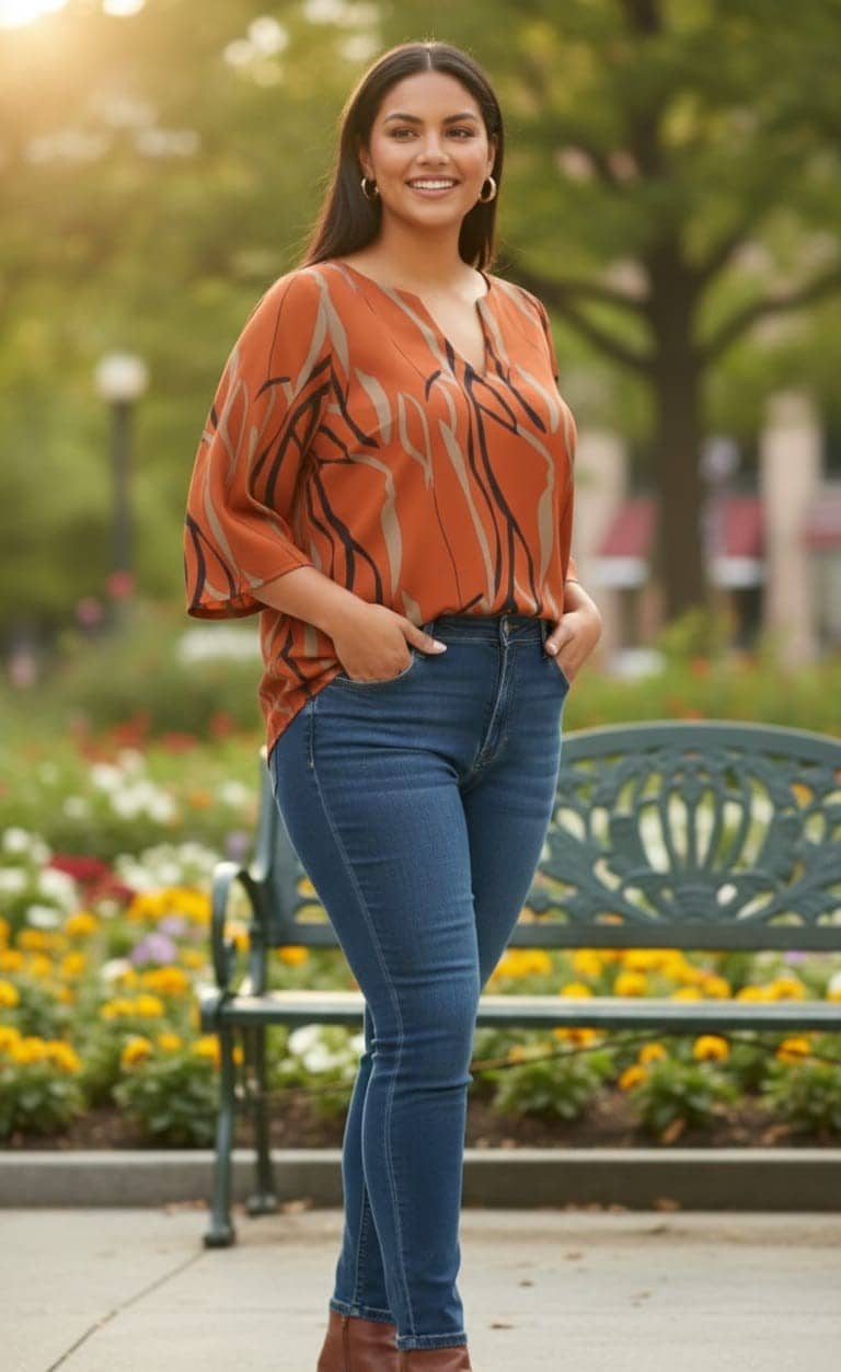 HF WARD Women's Cotton Regular Top ( Orange )