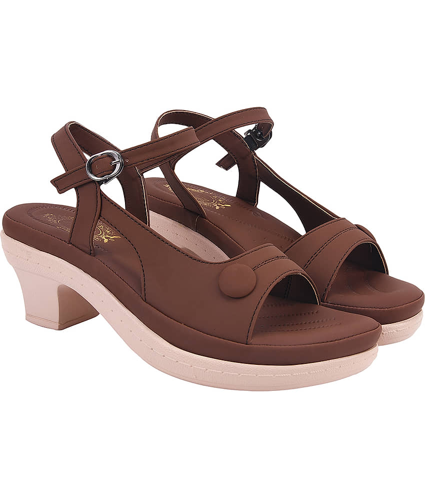 Shoetopia Brown Women's Sandal Heels - Heels | Buy online on ZillyBuy