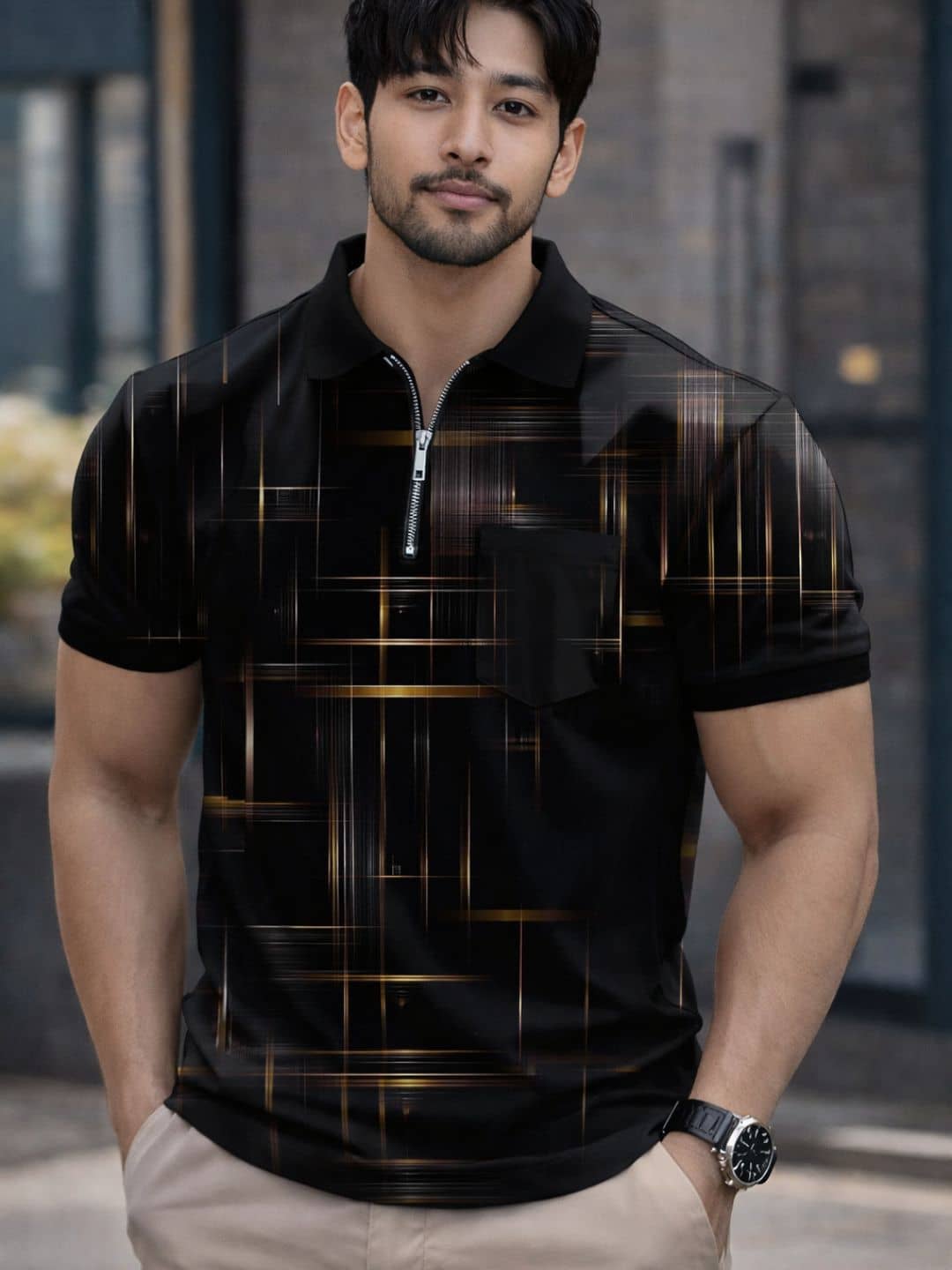 TAZO Men Polyester Regular Fit Printed Polo T Shirt ( Multicolor )