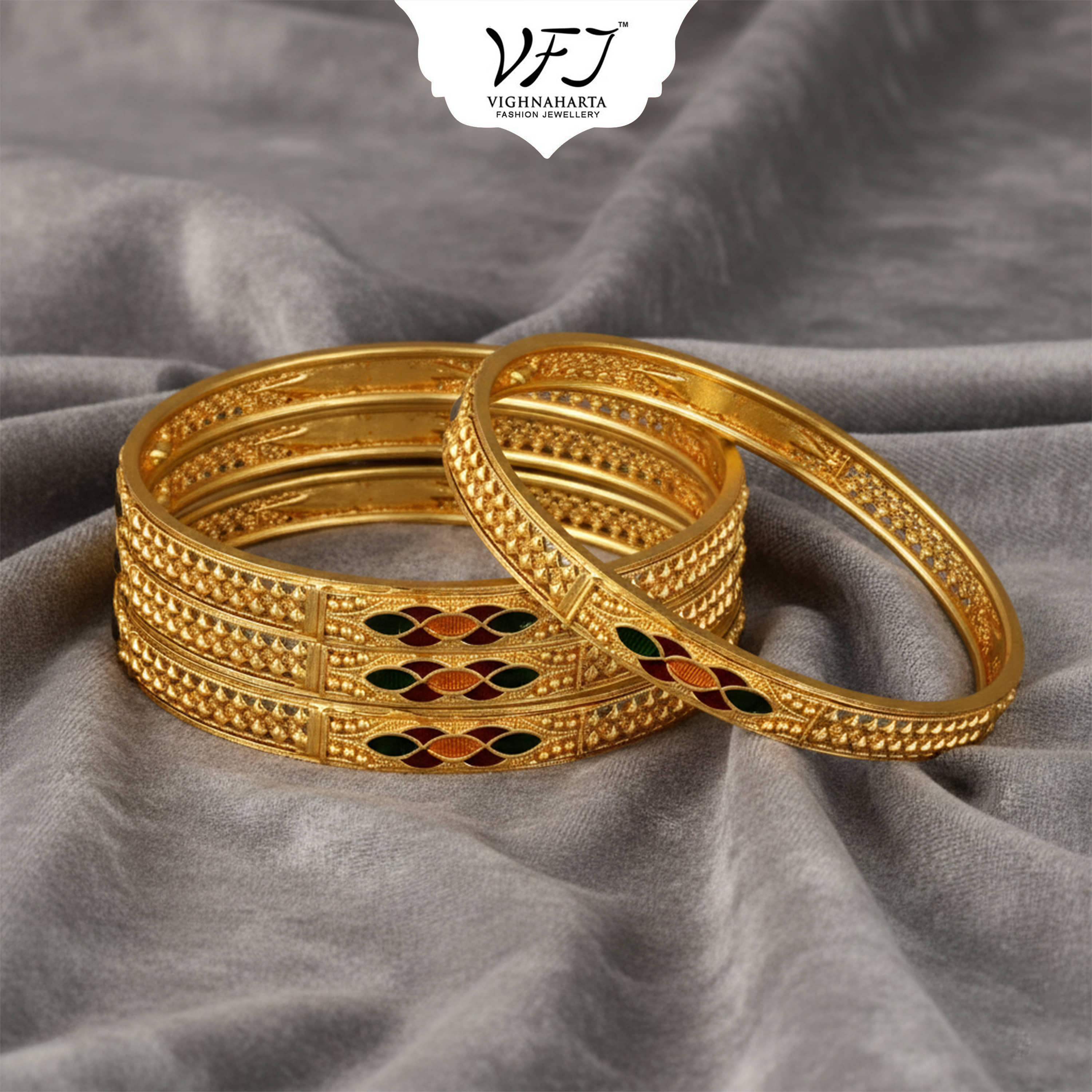 Vighnaharta Gold Bangle ( Pack of 4 ) - Bangles & Bracelets | Buy online on ZillyBuy