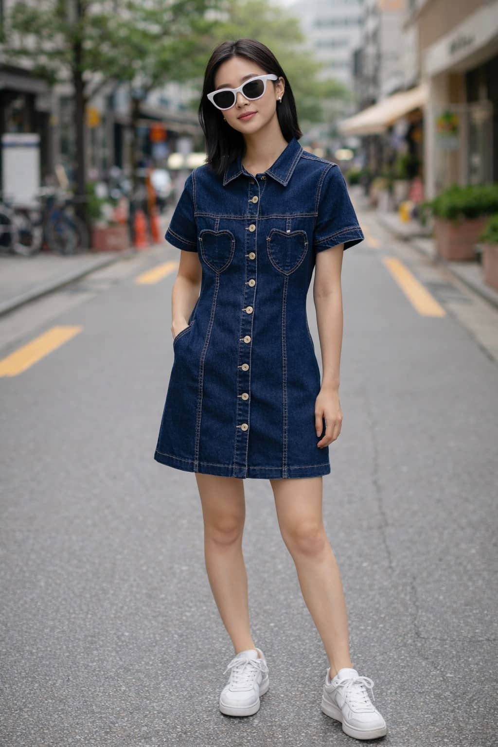Kashian Women Denim A-line Dress ( Black )