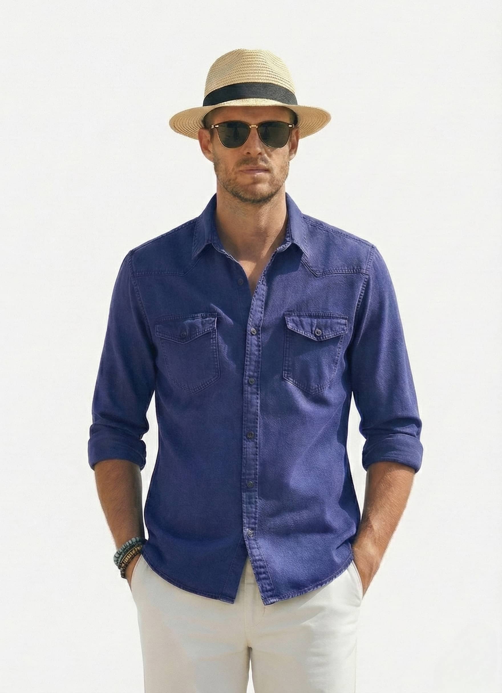 SHIRT Denim Regular Fit Solids Full Sleeves Men's Casual Shirt - Blue ( Pack of 1 )