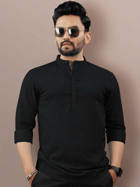 VTEXX Jacquard Self Design Shirt Style Kurta For Men ( Light Green ) - Kurtas & Kurta Sets | Buy online on ZillyBuy