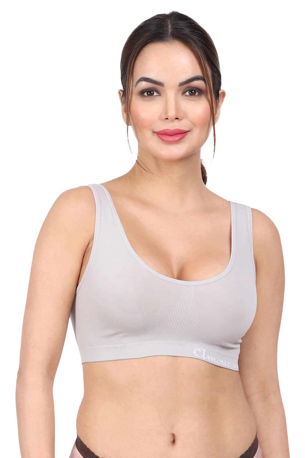 AMOUR SECRET Pack of 1 Nylon Non Padded T-Shirt Bra For Women ( Grey )