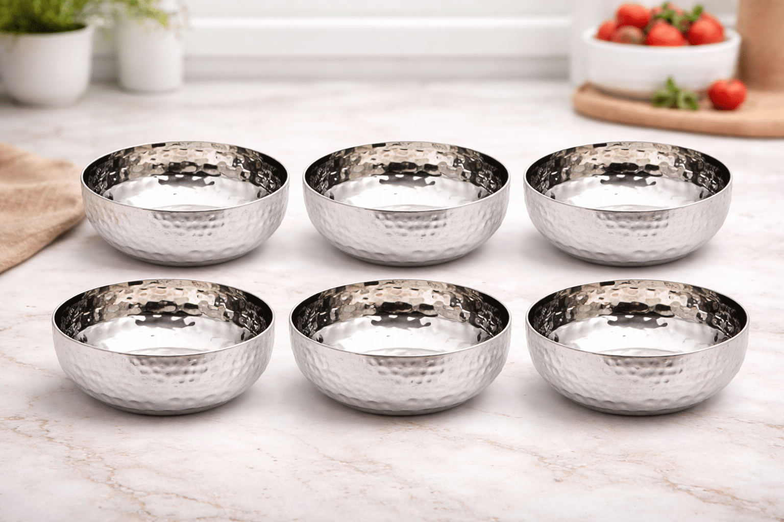 ATROCK 6 Pcs Stainless Steel Silver Half Plate