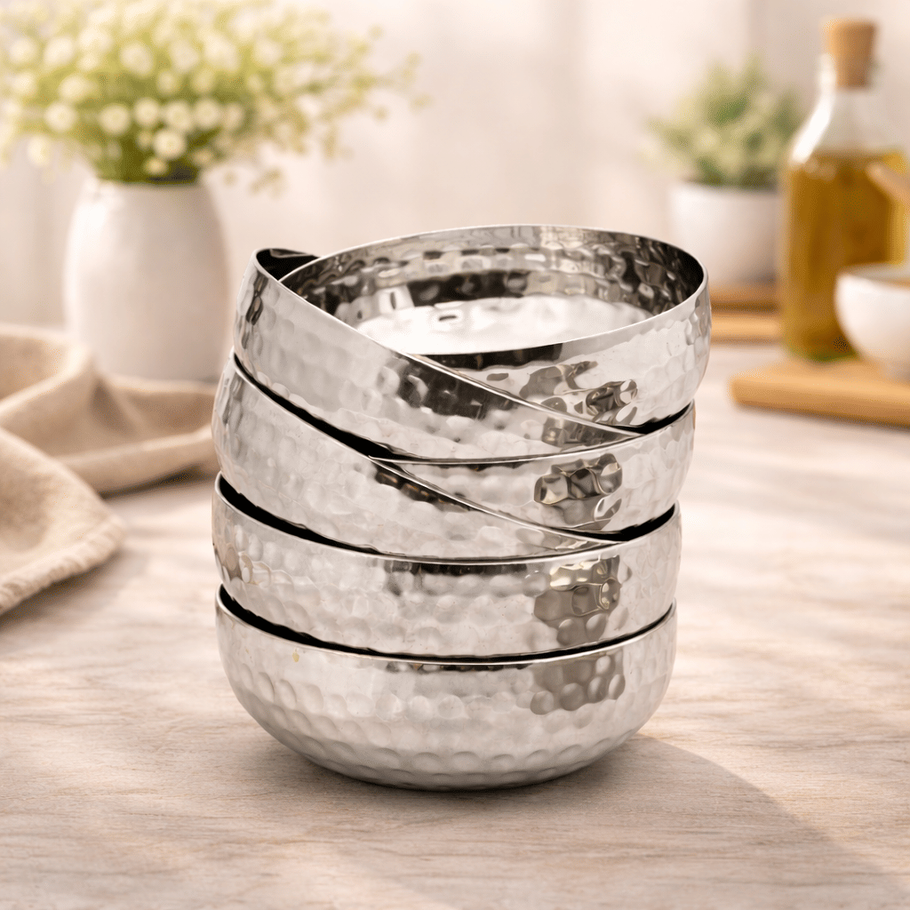 ATROCK 6 Pcs Stainless Steel Silver Half Plate