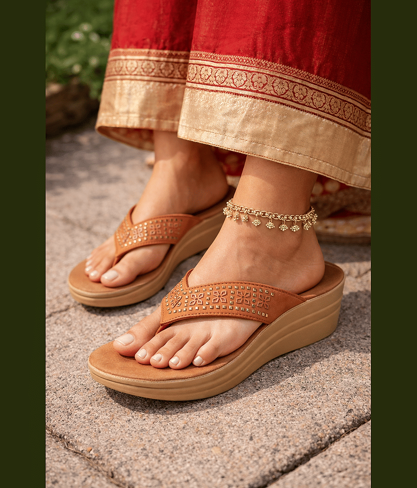 Ajanta Tan Women's Slip On Heels - Heels | Buy online on ZillyBuy