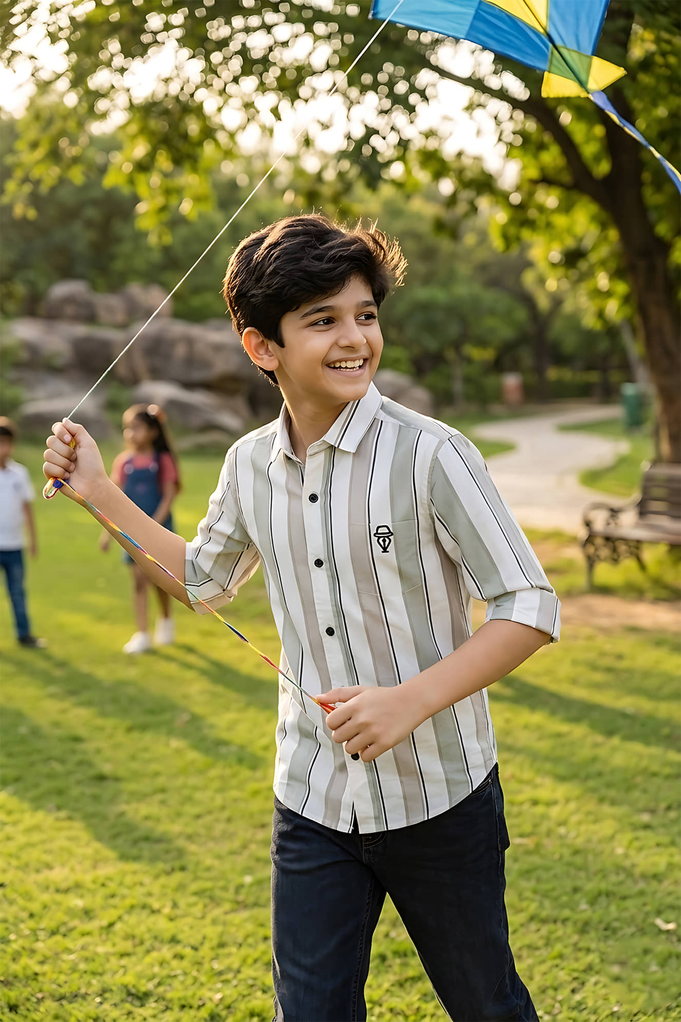 KIDS CLUB Pack of 1 Boys 100% Cotton Full Sleeves Shirt ( Light Blue )