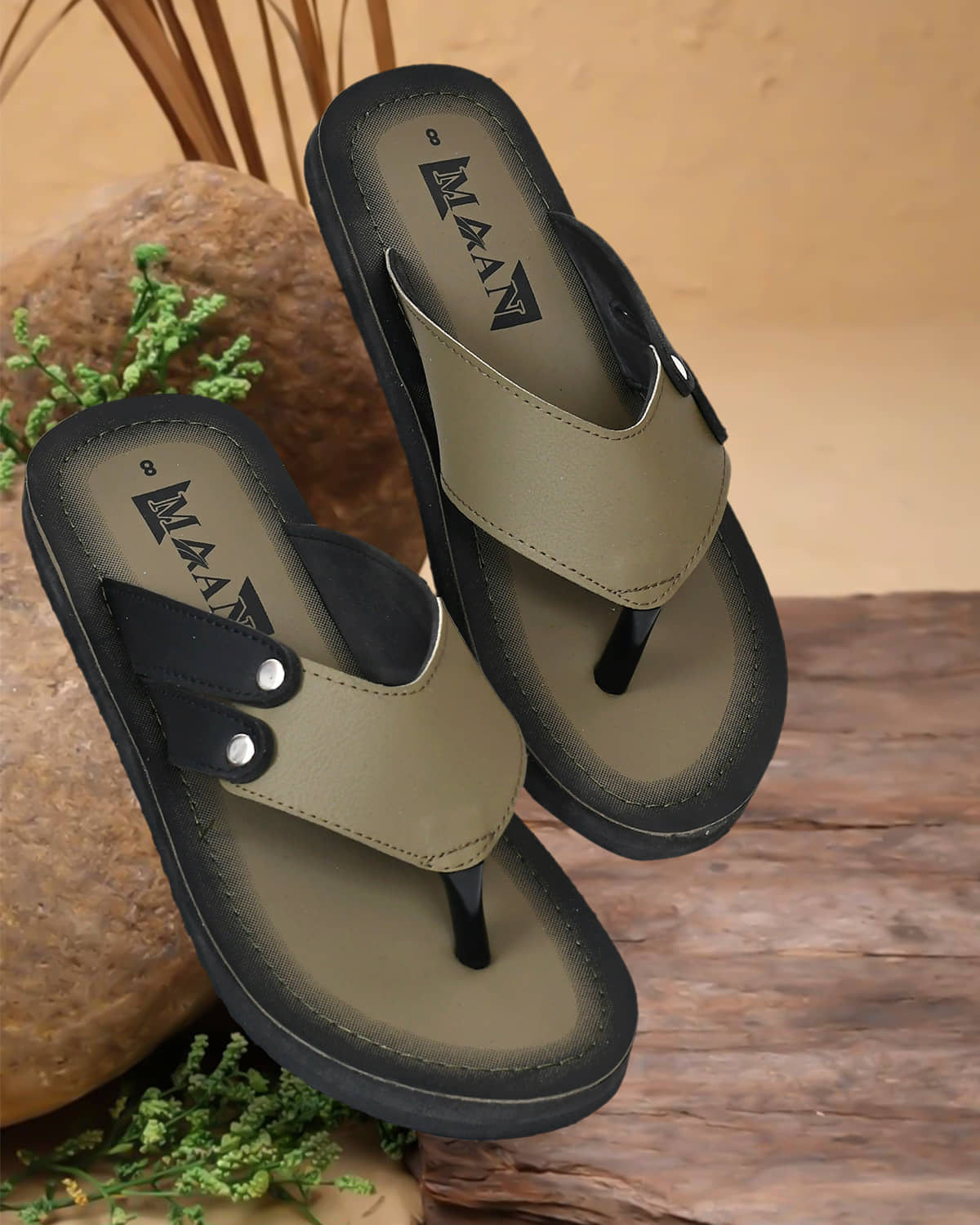 MAAN Olive Men's Thong Flip Flop